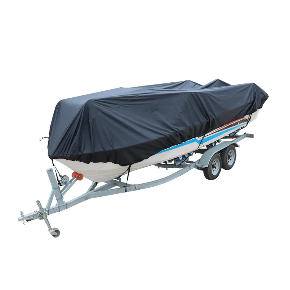 Black 14–16 ft V-Hull Runabout Boat Cover