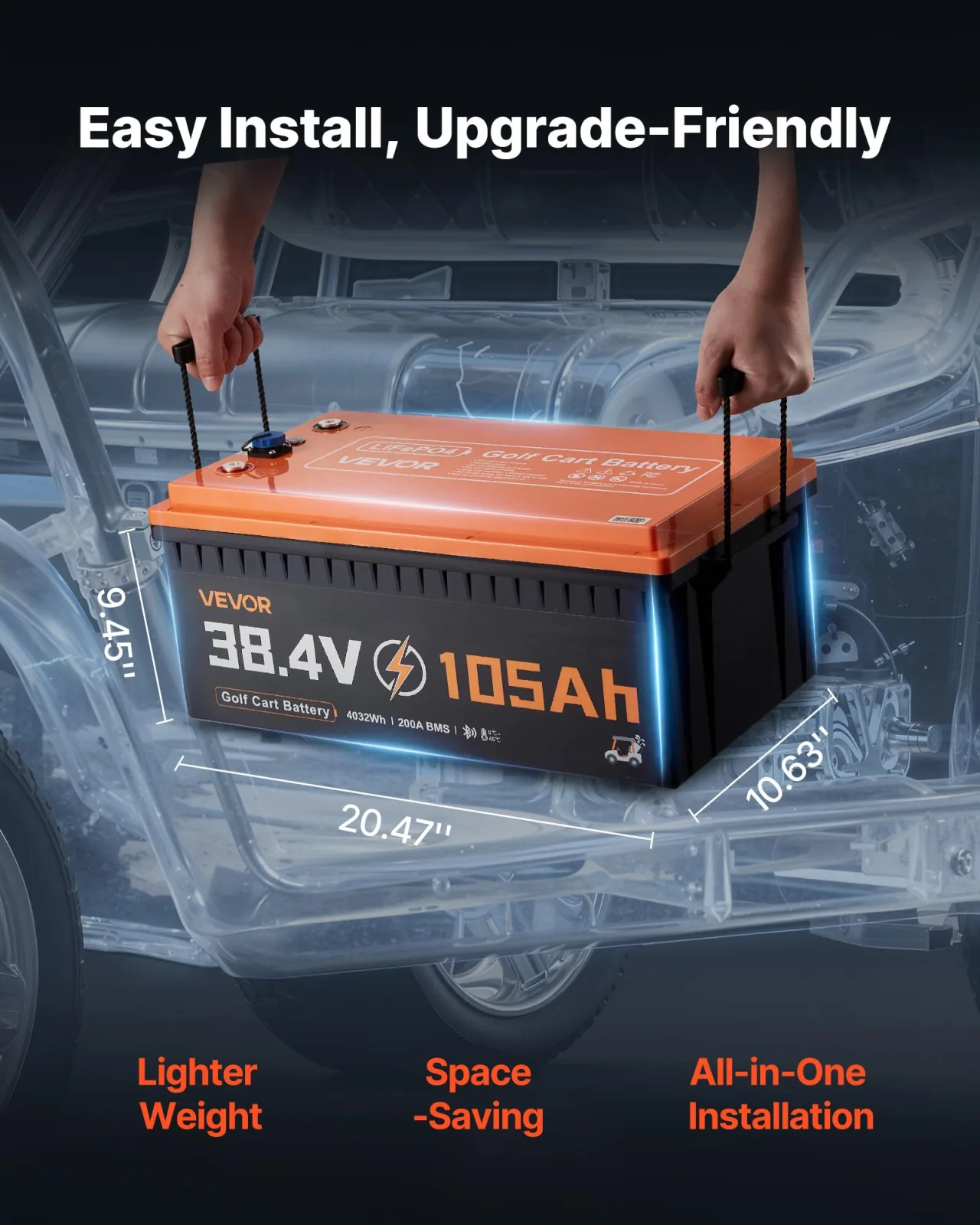 VEVOR 38.4V 105Ah LiFePO4 Golf Cart Battery Kit image 4