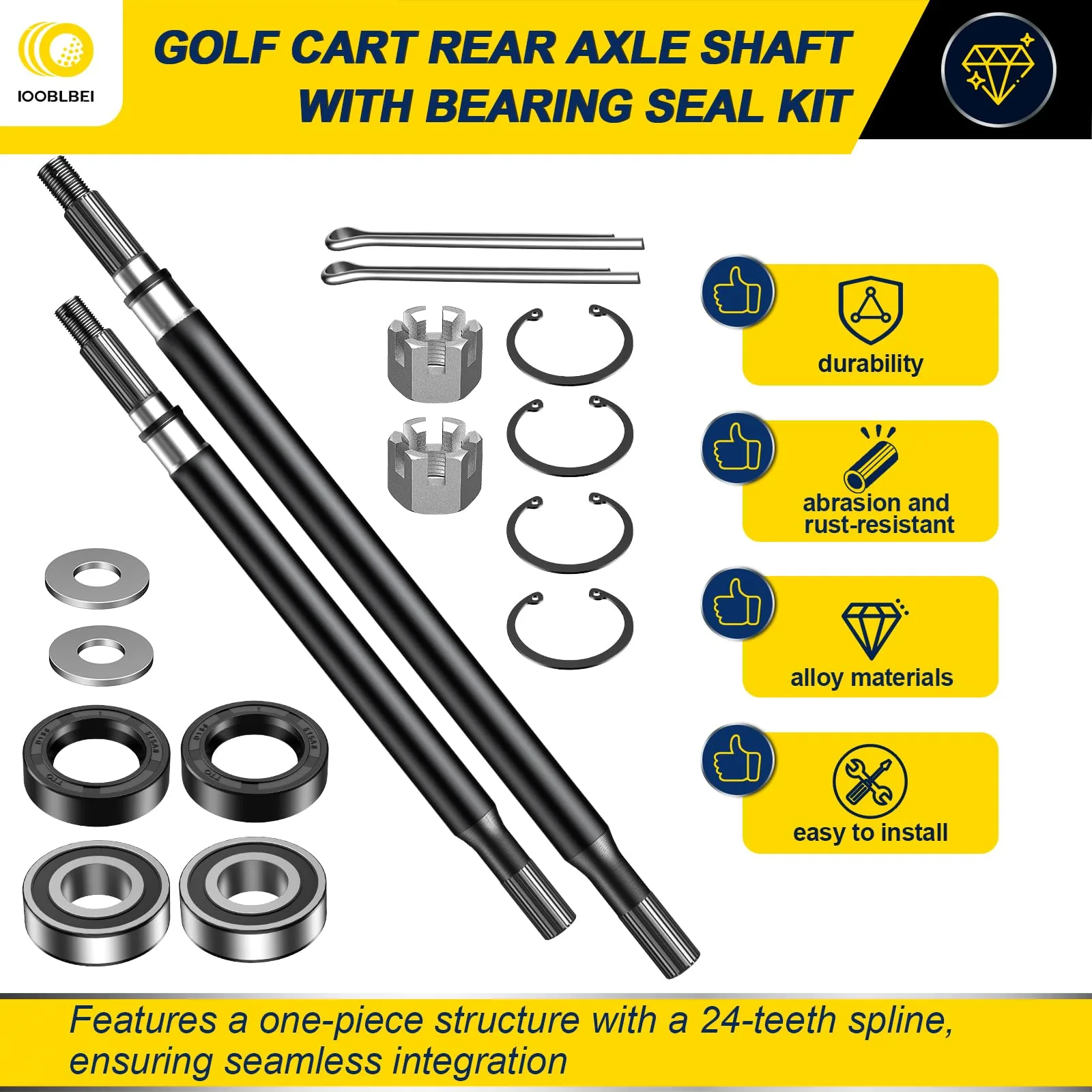 IOOBLBEI Rear Axle Shaft & Bearing Seal Kit for E‑Z‑GO TXT/Medalist 1994–2013 image 2