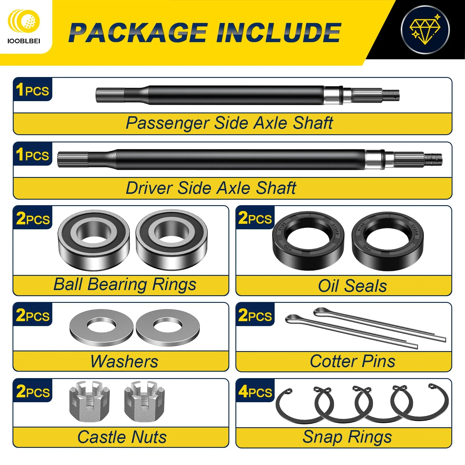 IOOBLBEI Rear Axle Shaft & Bearing Seal Kit for E‑Z‑GO TXT/Medalist 1994–2013 image 4