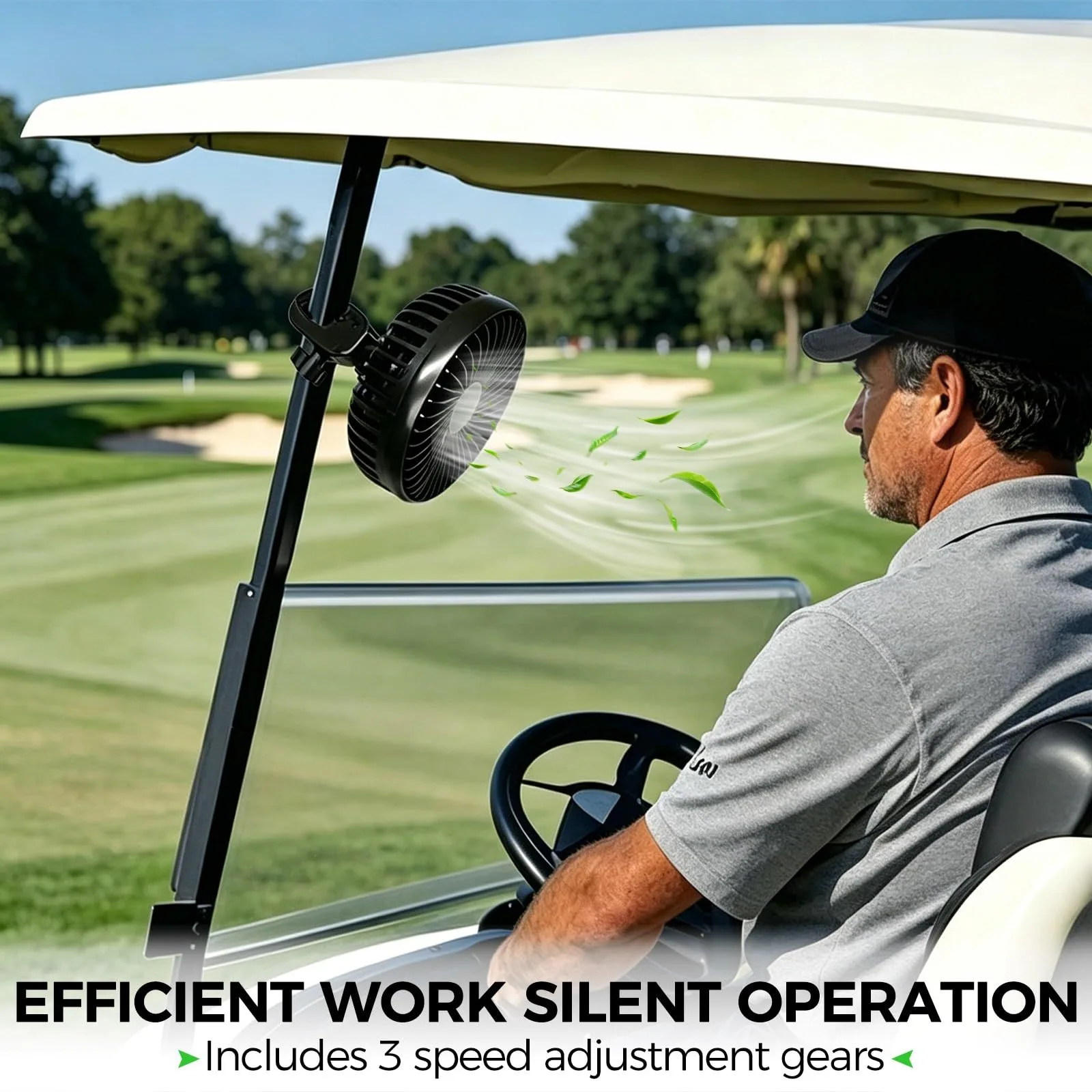 Blueshyhall USB Clip-On 3-Speed 360° Golf Cart Fan image 2