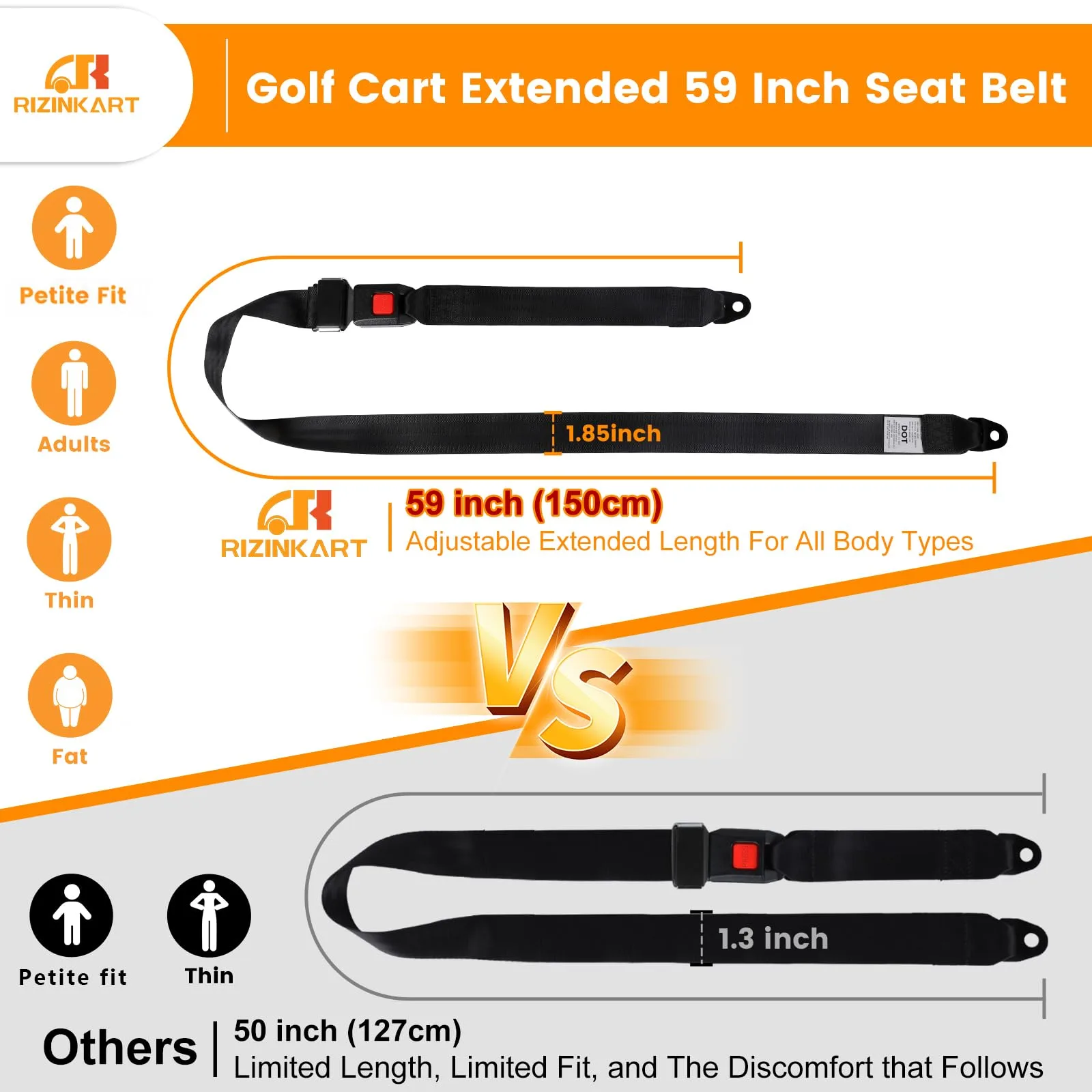 RIZINKART Adjustable Golf Cart Seat Belt Kit image 2