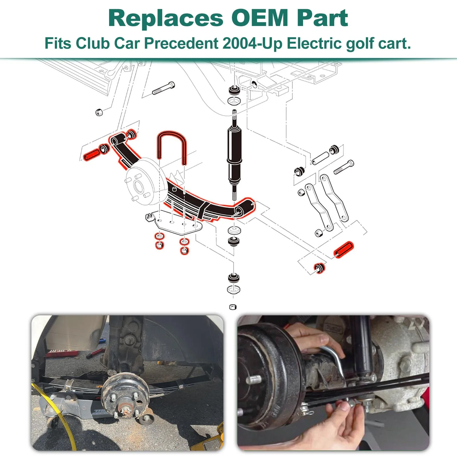 TechInovat 4-Leaf Rear Spring Kit for Club Car Precedent/Onward 2004-Up image 3