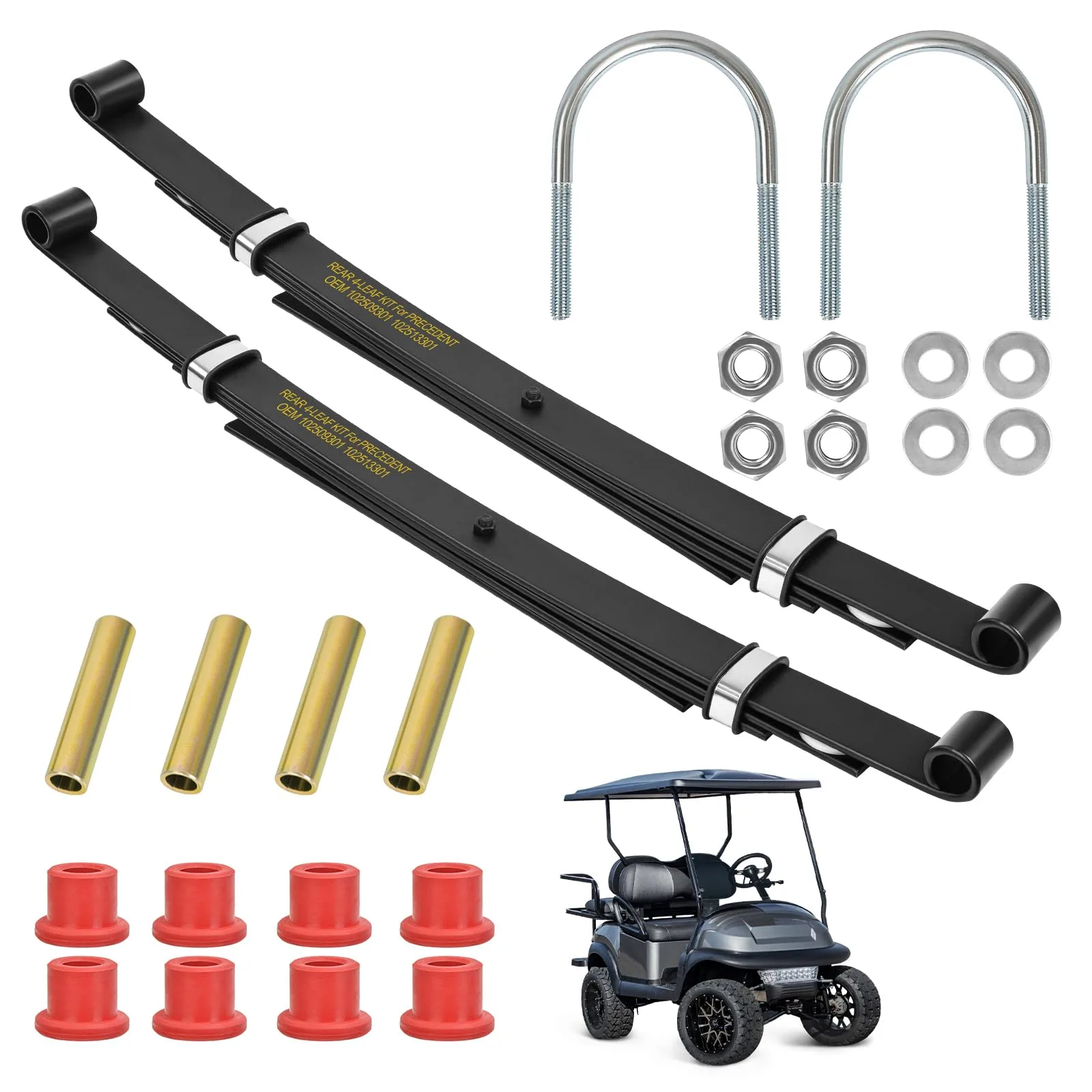 TechInovat 4-Leaf Rear Spring Kit for Club Car Precedent/Onward 2004-Up