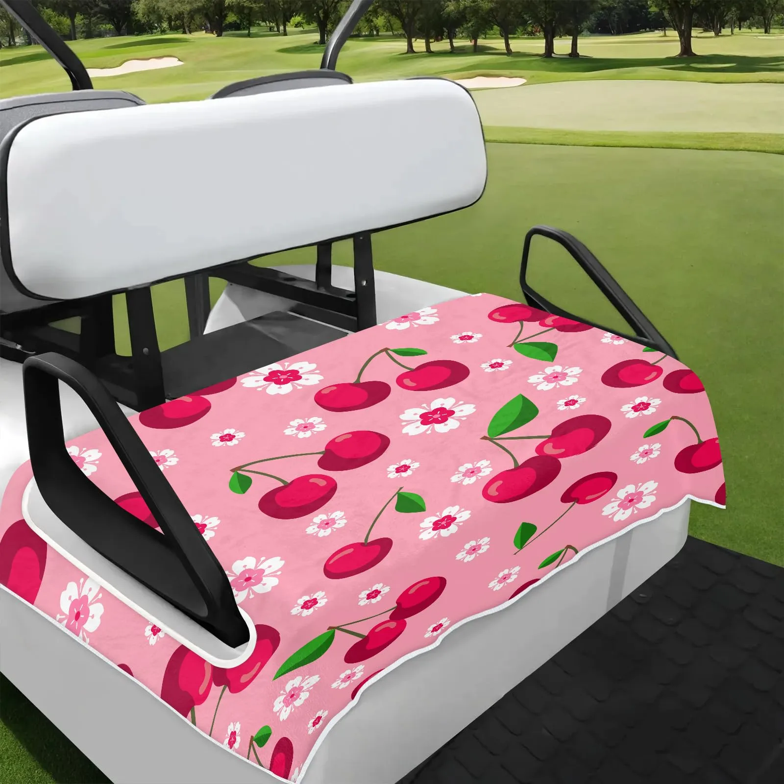Tiveruda Pink Floral Golf Cart Seat Cover for 2-Person Seats