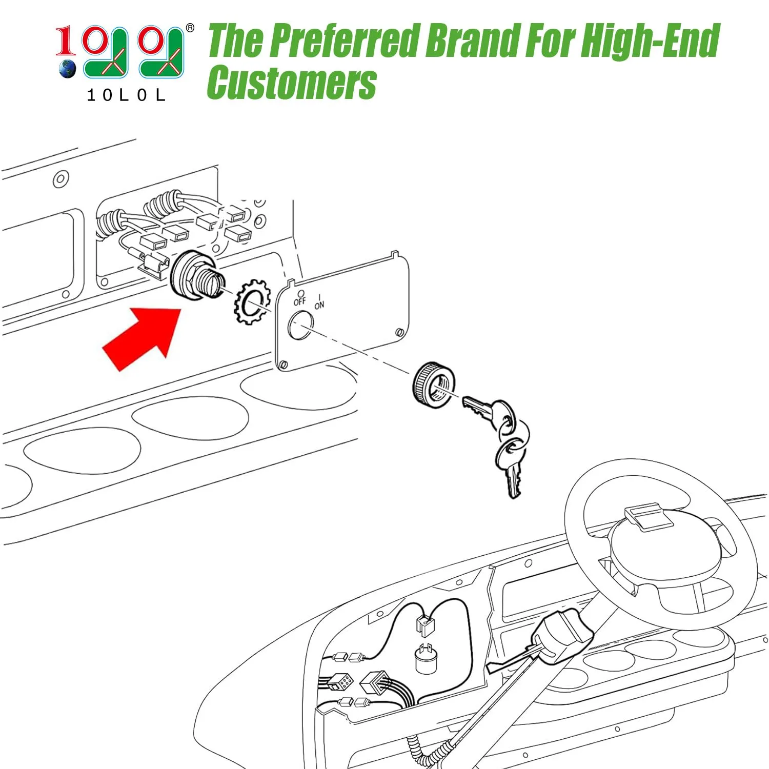 10L0L Ignition Key Switch for E-Z-GO Golf Carts 17421G1 image 2