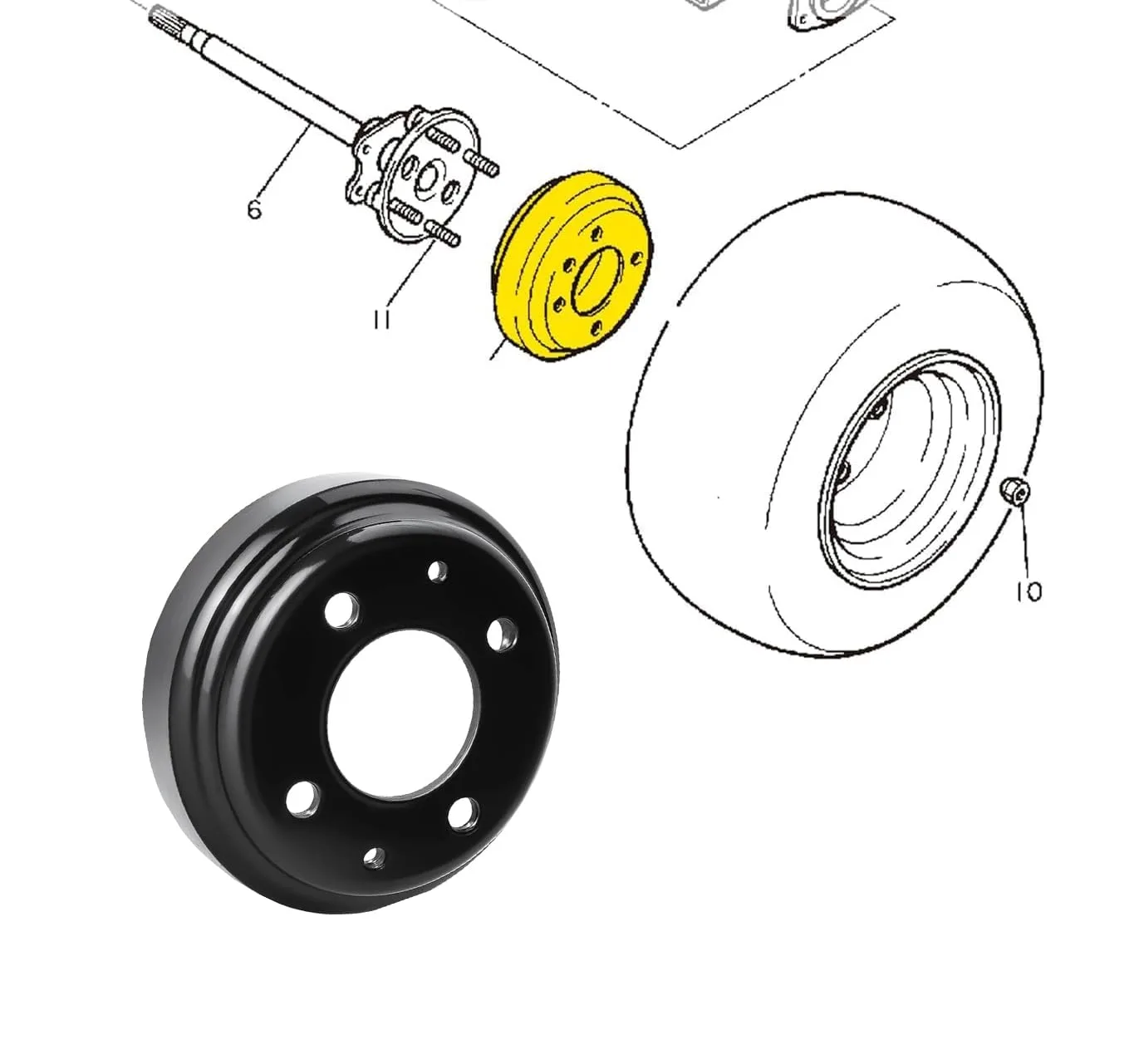 Dr.Acces Brake Drum for Yamaha G-Series Golf Carts JU0-G6521-00-00 image 4