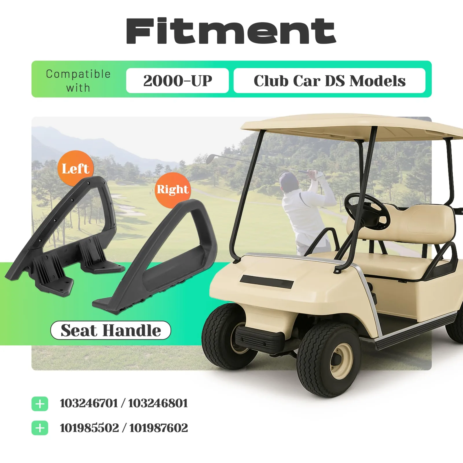 BALOCEO RI-638 Seat Handles for Club Car DS image 2