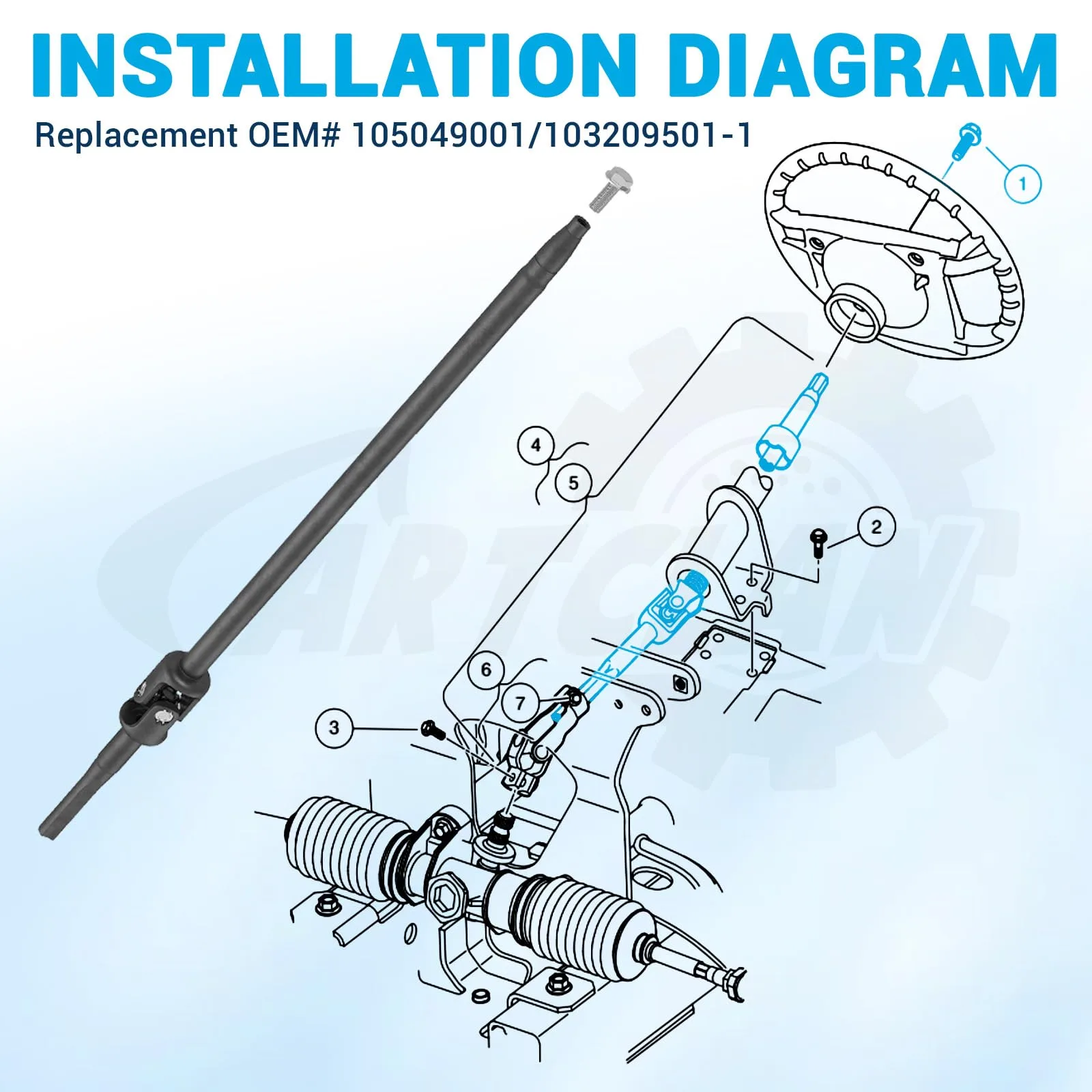 CartClan Steering Column Rebuild Kit for Club Car Precedent/Tempo/Onward CT-CC-0121 image 4