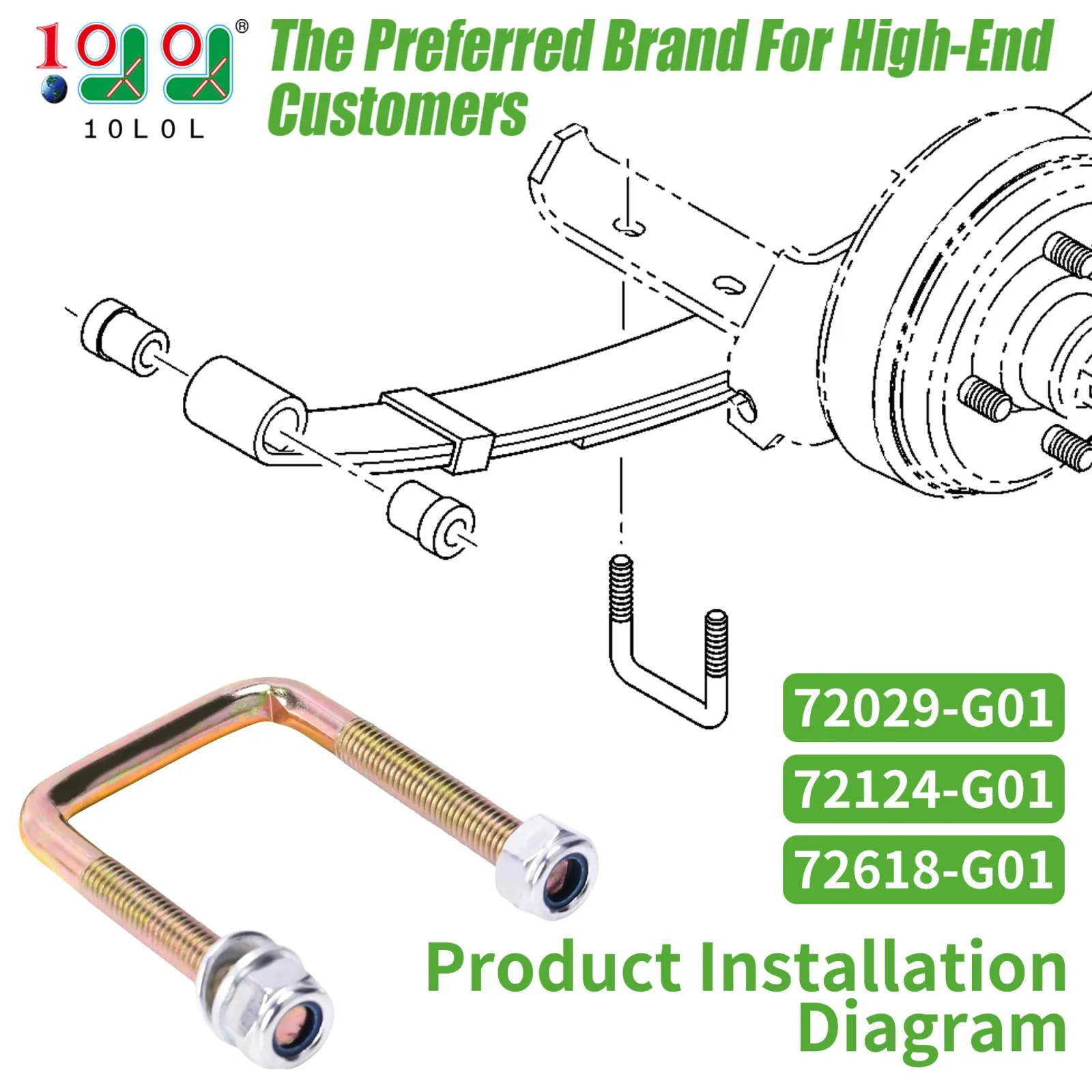 10L0L Rear Leaf Spring U-Bolt Kit for E-Z-GO TXT image 2