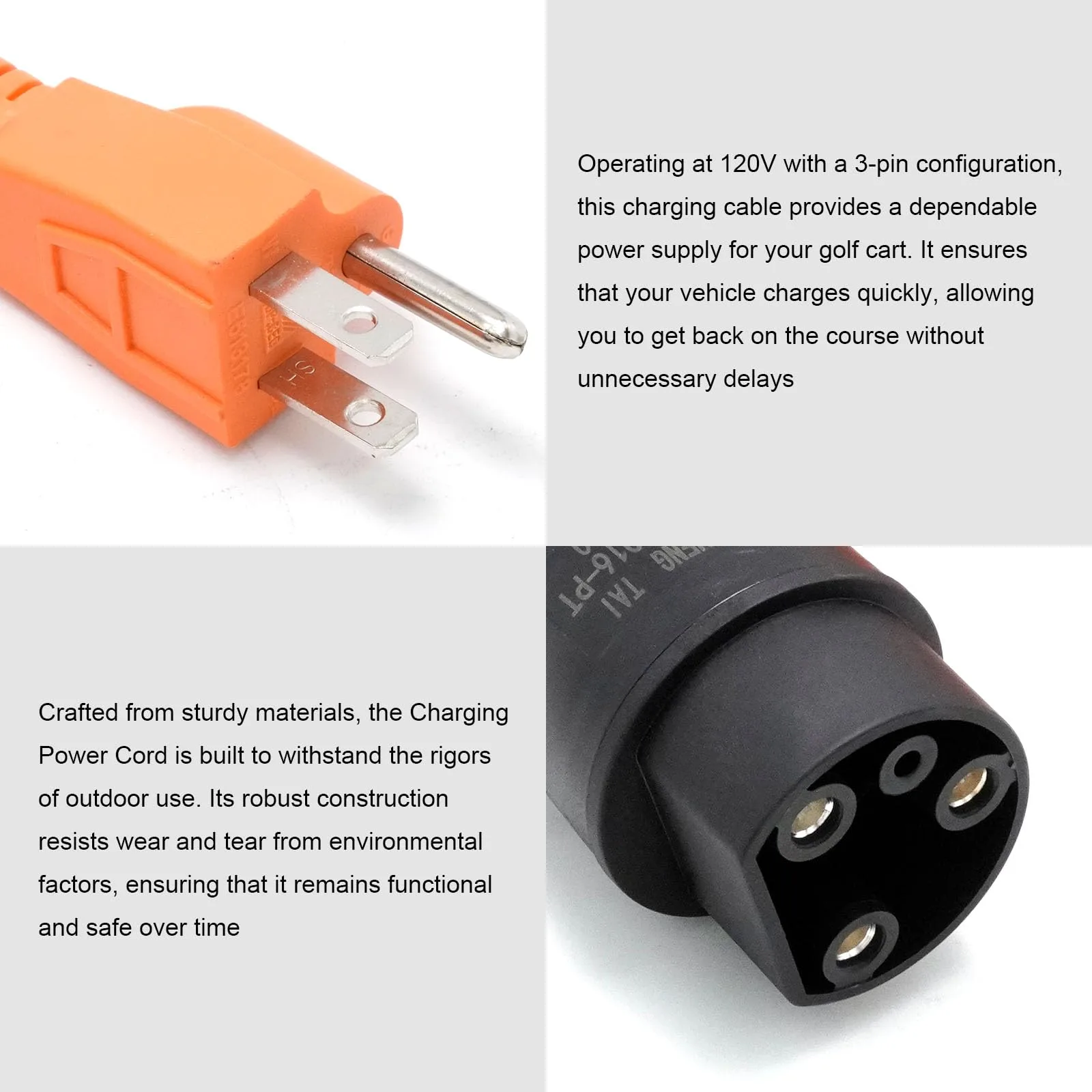 EATAKWARD ST-031016-PT 120V 3‑Pin Golf Cart Charge Cable image 2