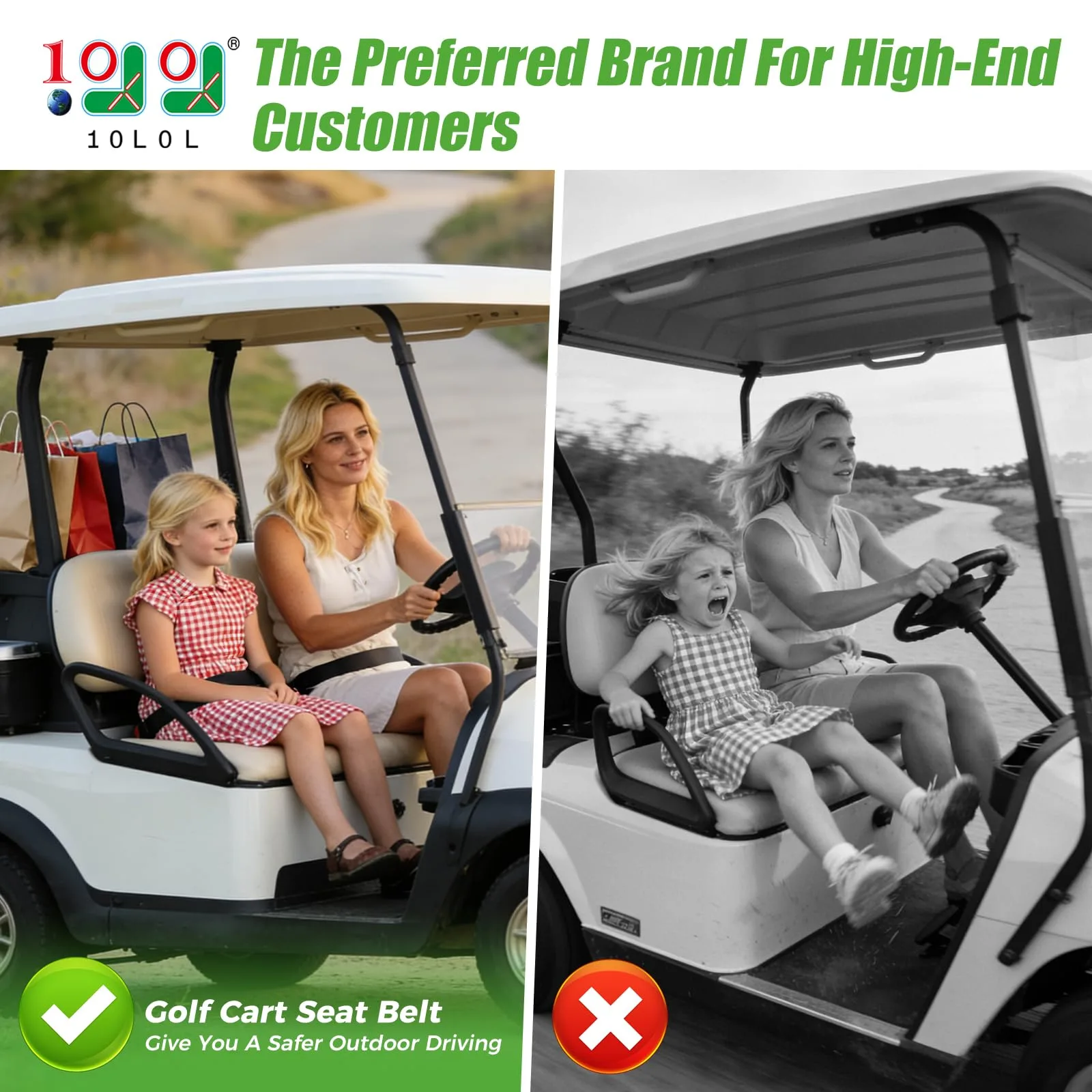 10L0L 42-Inch Retractable Golf Cart Seat Belts, 2-Pack image 2