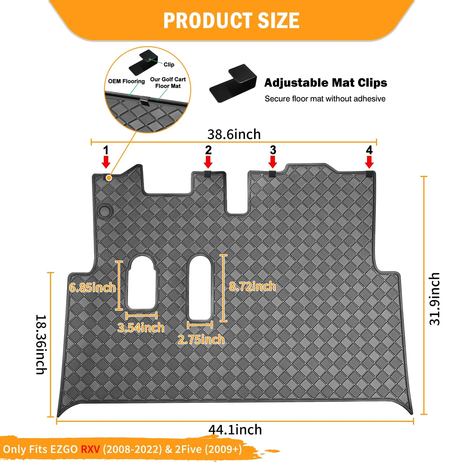 RIZINKART Floor Mat for E-Z-GO RXV 2008-2022 and 2Five image 4