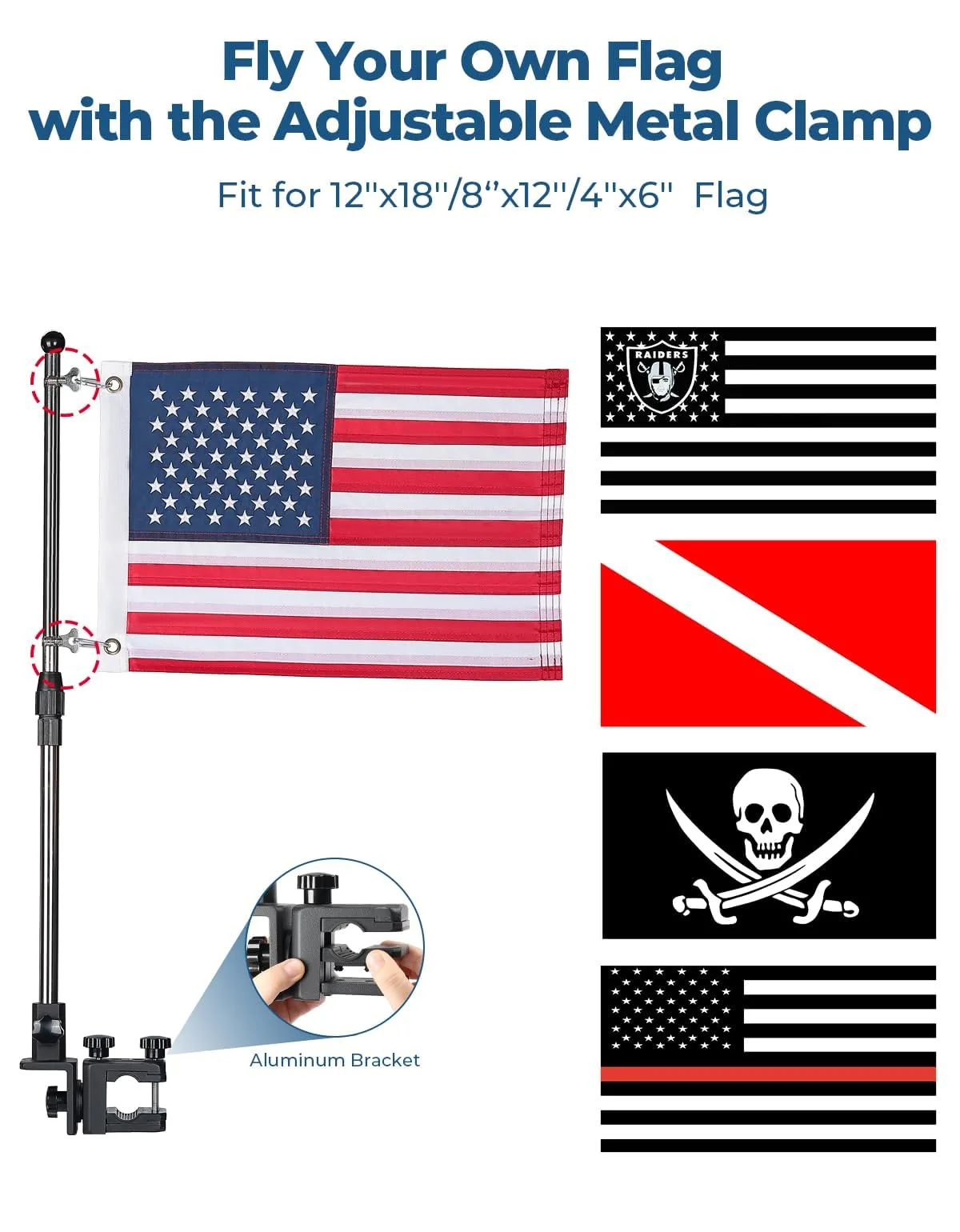 KEMIMOTO 30-Inch Golf Cart Flag Pole Kit with USA Flag image 3