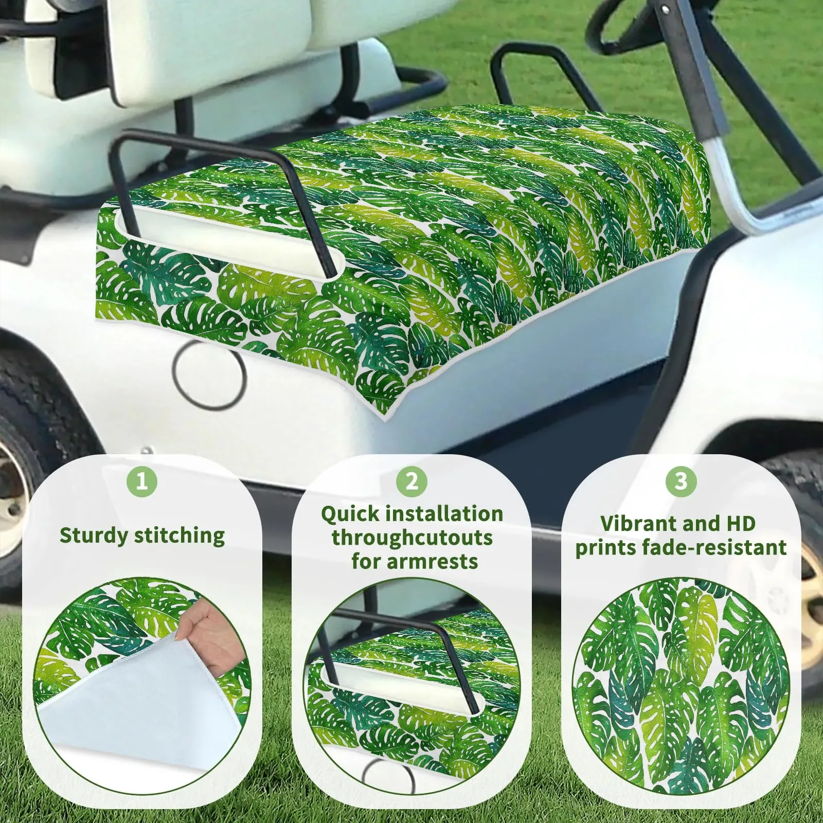 Tiveruda Tropical Leaves Golf Cart Seat Cover image 3