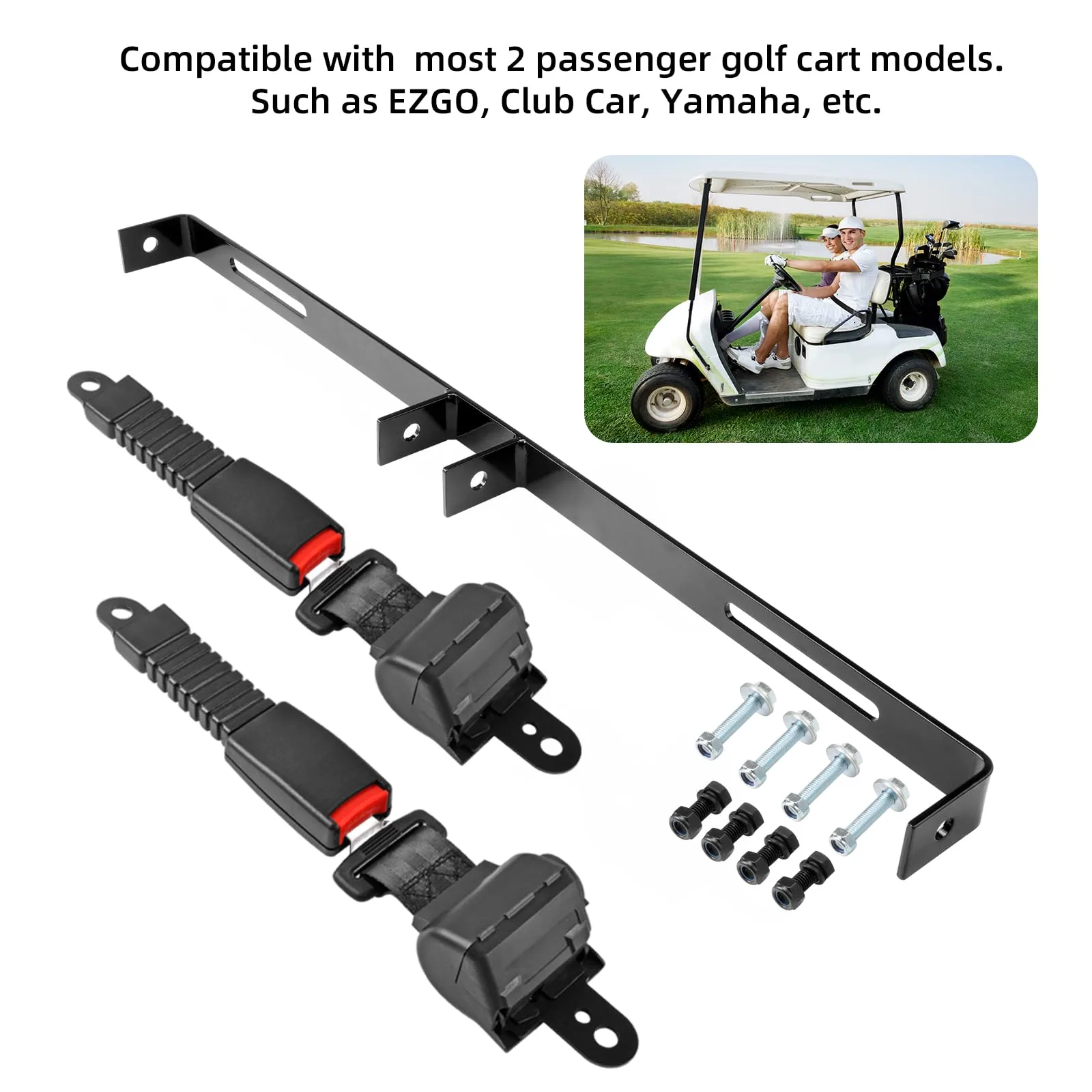 AIPSET 2-Passenger Golf Cart Seat Belt Kit AP0153 — Universal for E-Z-GO, Club Car, Yamaha image 3