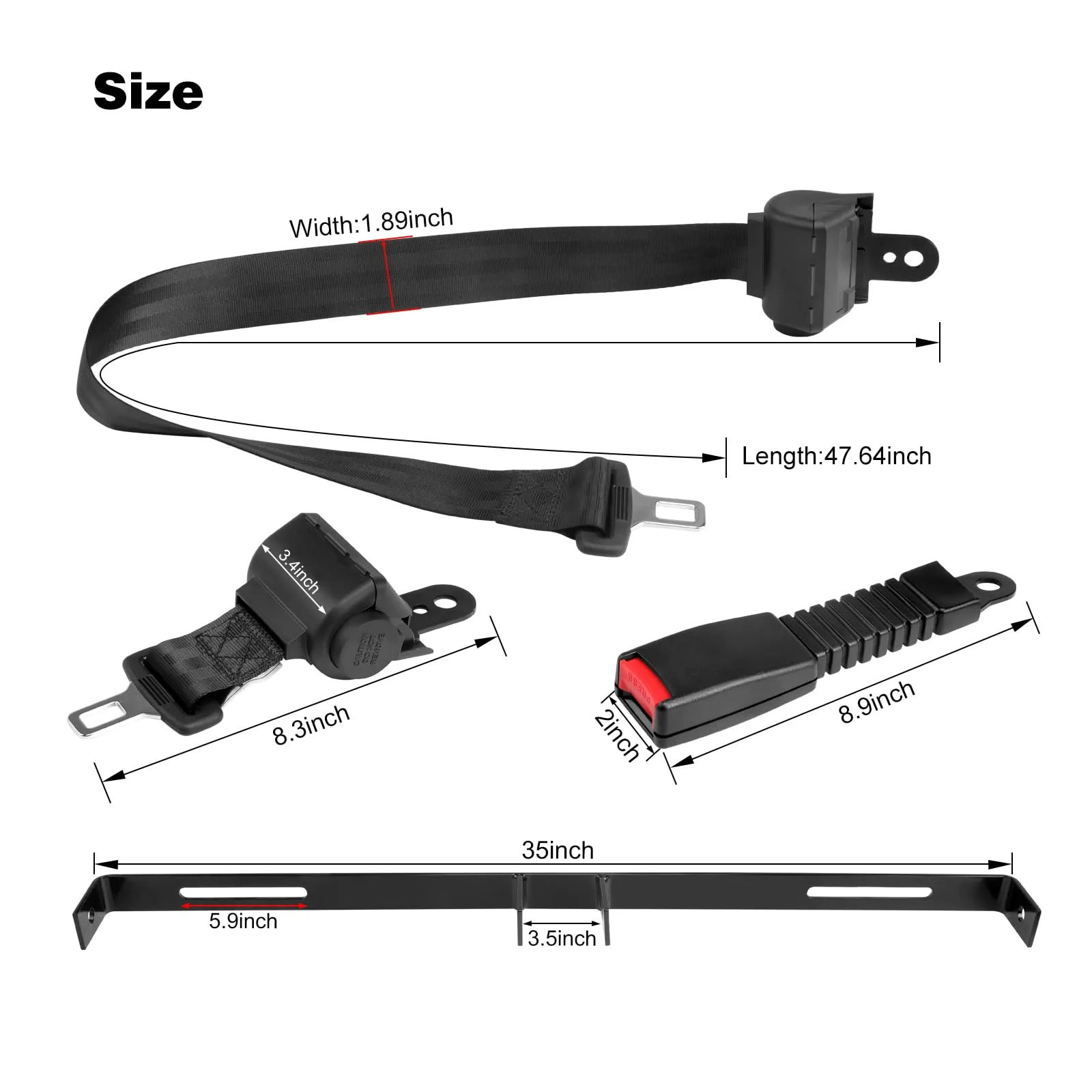 AIPSET 2-Passenger Golf Cart Seat Belt Kit AP0153 — Universal for E-Z-GO, Club Car, Yamaha image 4
