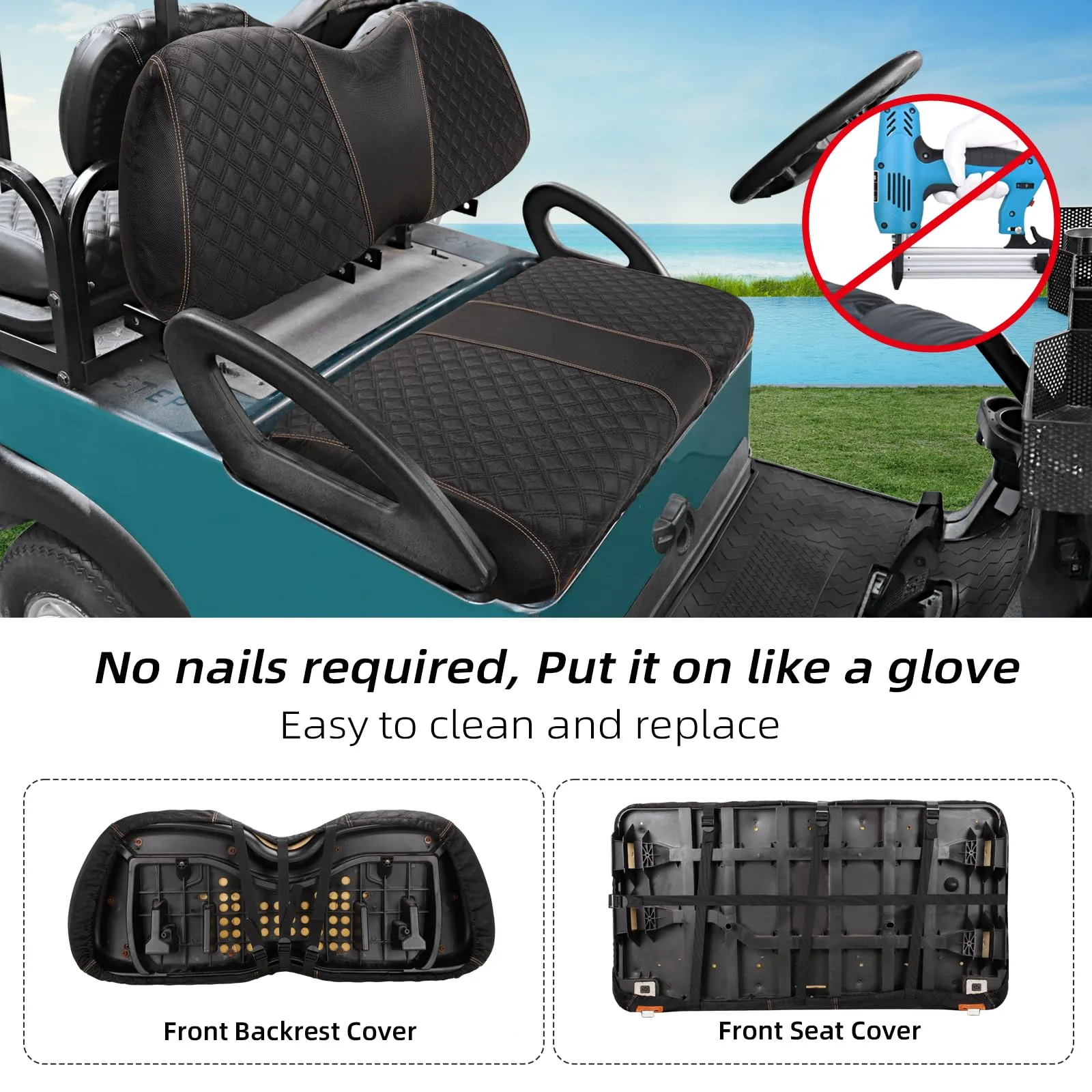 Roykaw Front Seat Covers for Club Car Precedent AU-0562RN image 3