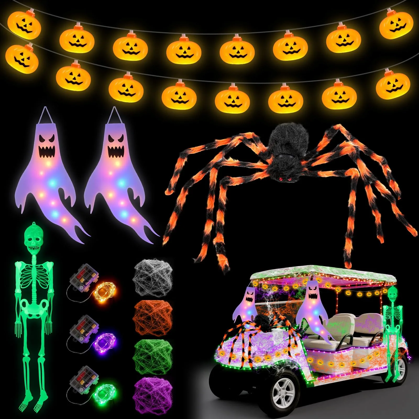 Crowye Halloween Glow-in-the-Dark Golf Cart Decoration Kit YCL-Crowye-2735