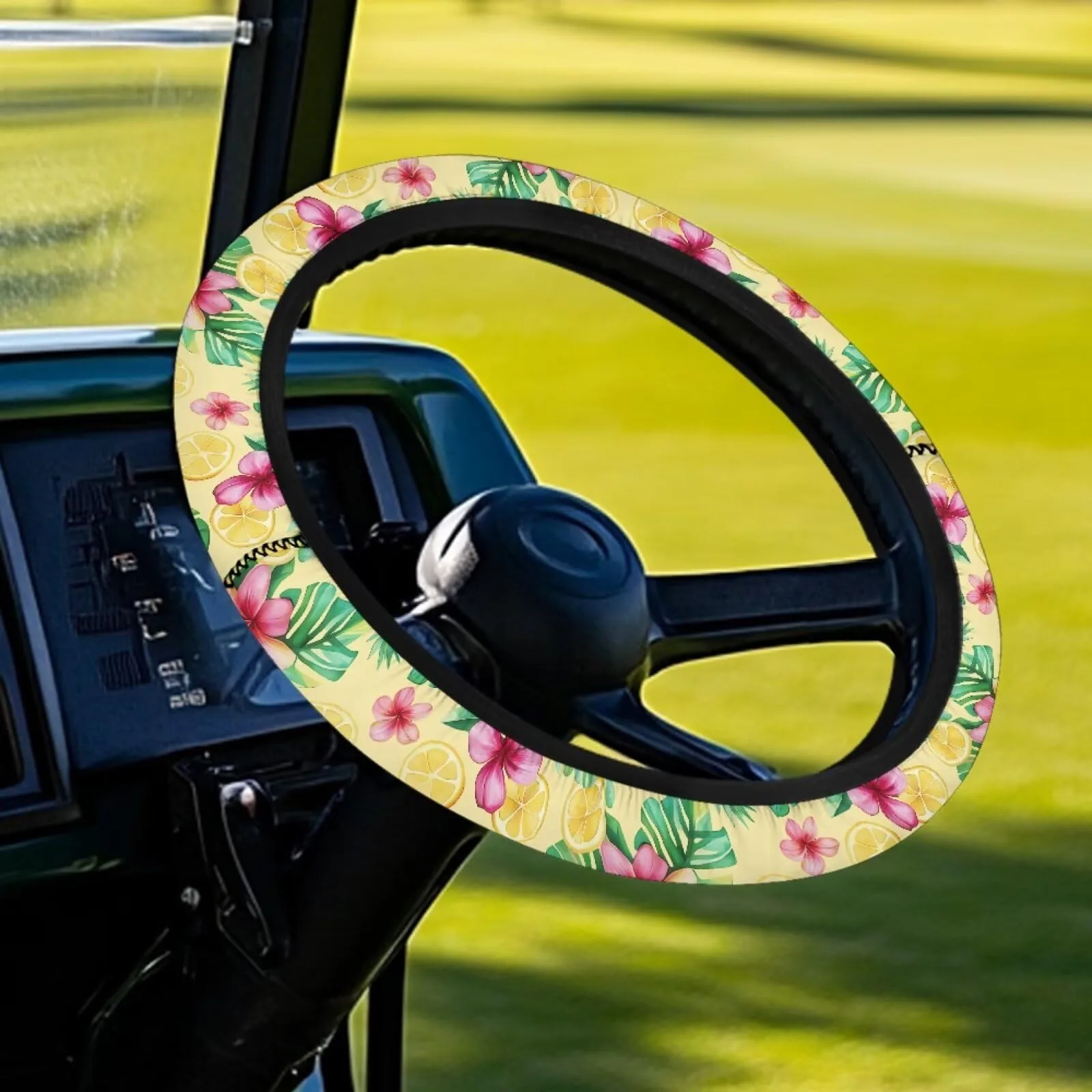 Rarucativ Lemon Flower Golf Cart Steering Wheel Cover image 2