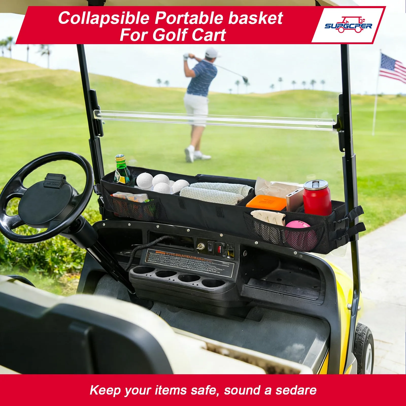 SUPGCPER Golf Cart Front Storage Basket Organizer image 2