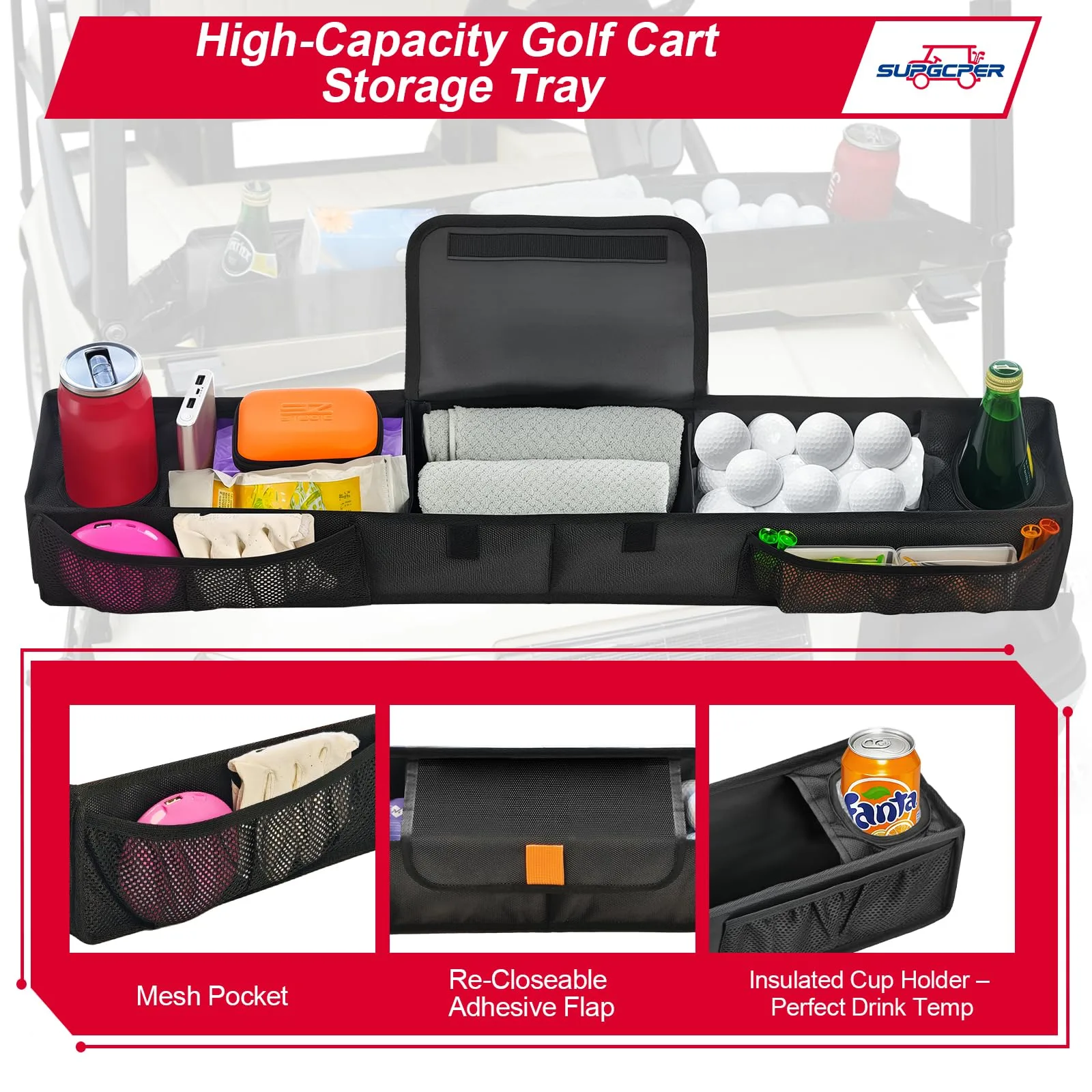 SUPGCPER Golf Cart Front Storage Basket Organizer image 4