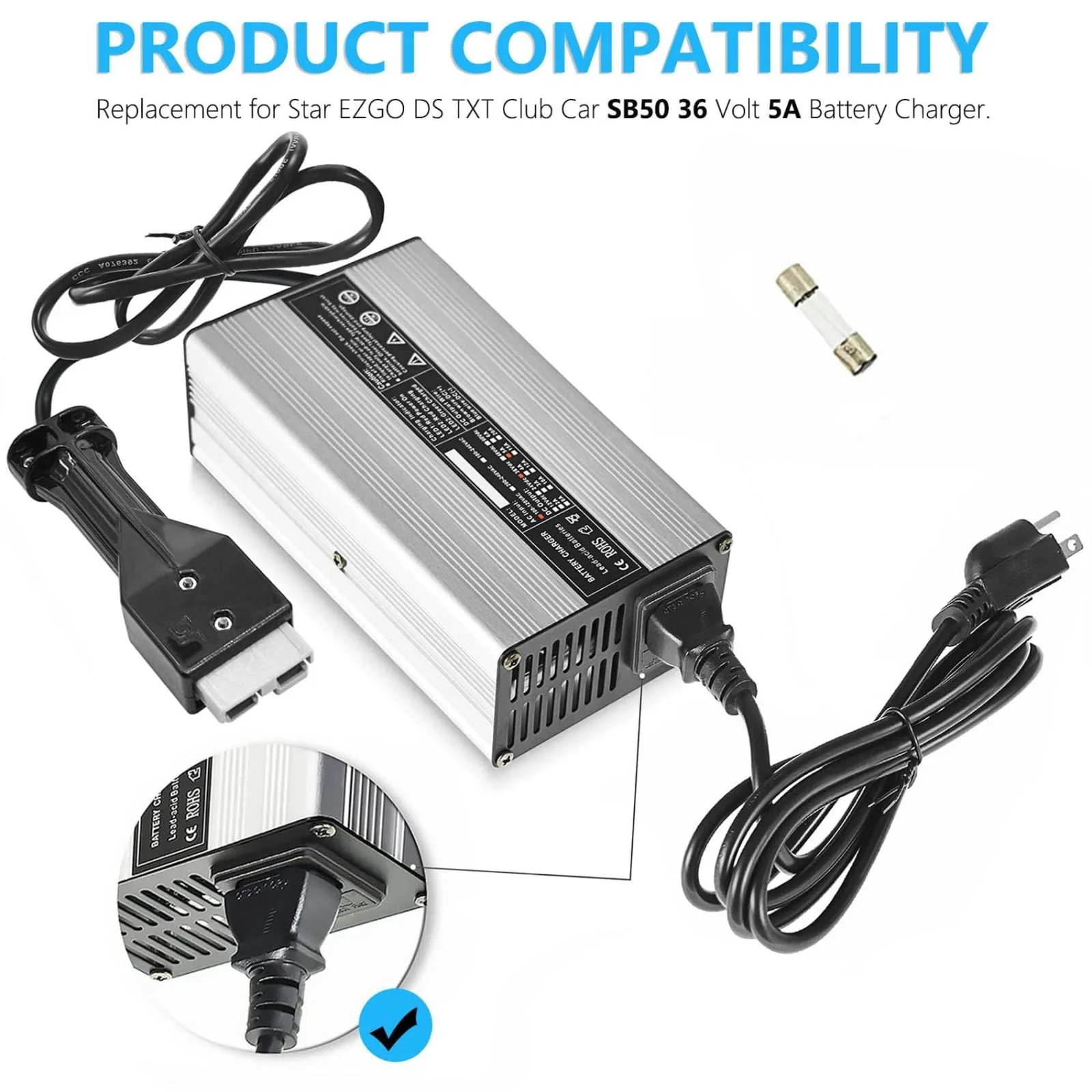 labwork 36V 5A Golf Cart Battery Charger with SB-50 Plug (1-6309705-502471) image 3