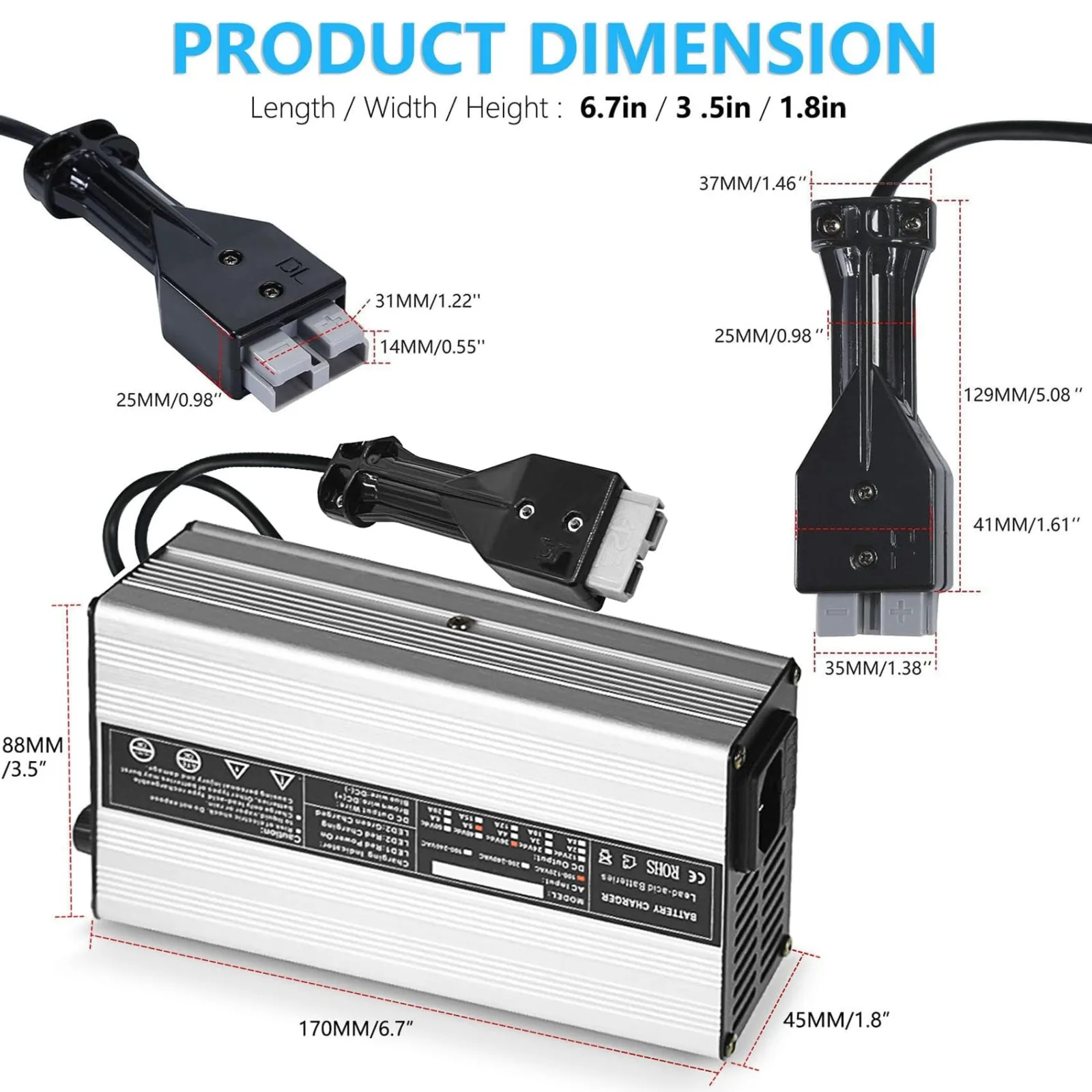 labwork 36V 5A Golf Cart Battery Charger with SB-50 Plug (1-6309705-502471) image 4