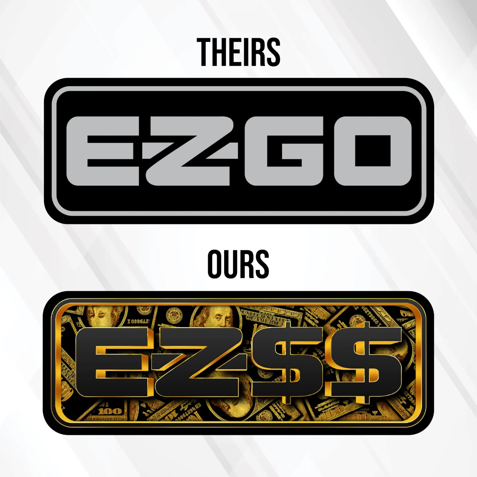 Gimme Golf USA EZ-GO RXV Black & Gold Name Plate image 2