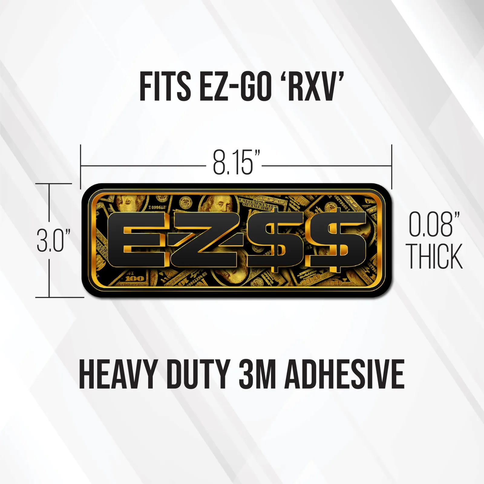 Gimme Golf USA EZ-GO RXV Black & Gold Name Plate image 4
