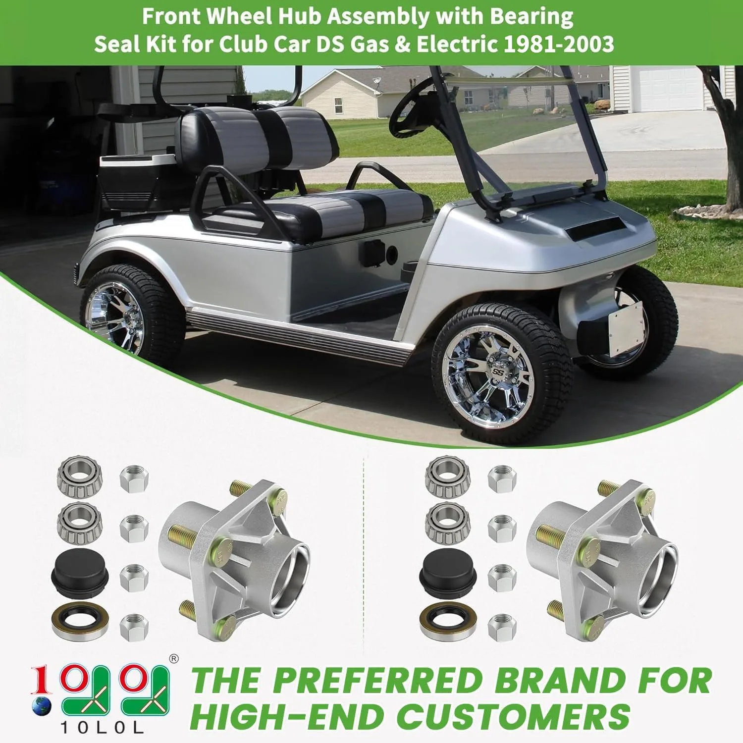 10L0L Front Wheel Hub Kit for Club Car DS 1981-2003 image 2