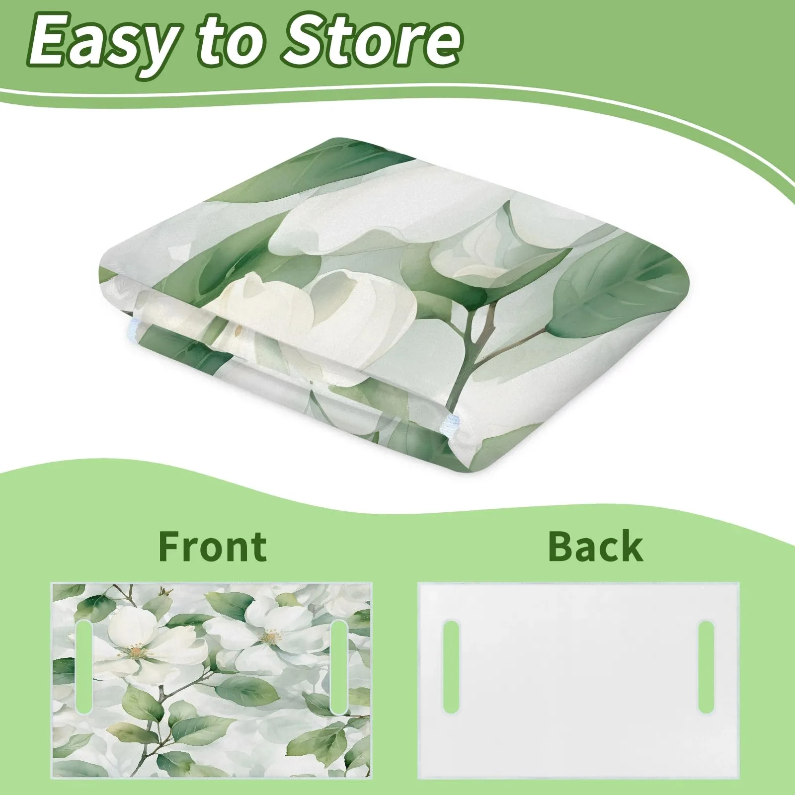Tiveruda 51 x 31 in White Flower Leaves Golf Cart Seat Cover image 4