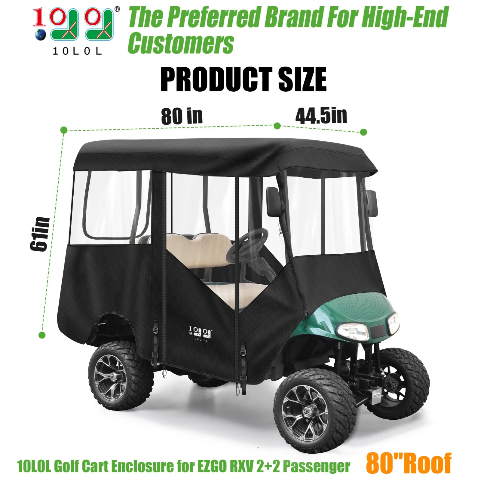 10L0L Enclosure for E-Z-GO RXV 4-Passenger 80-Inch Roof image 3