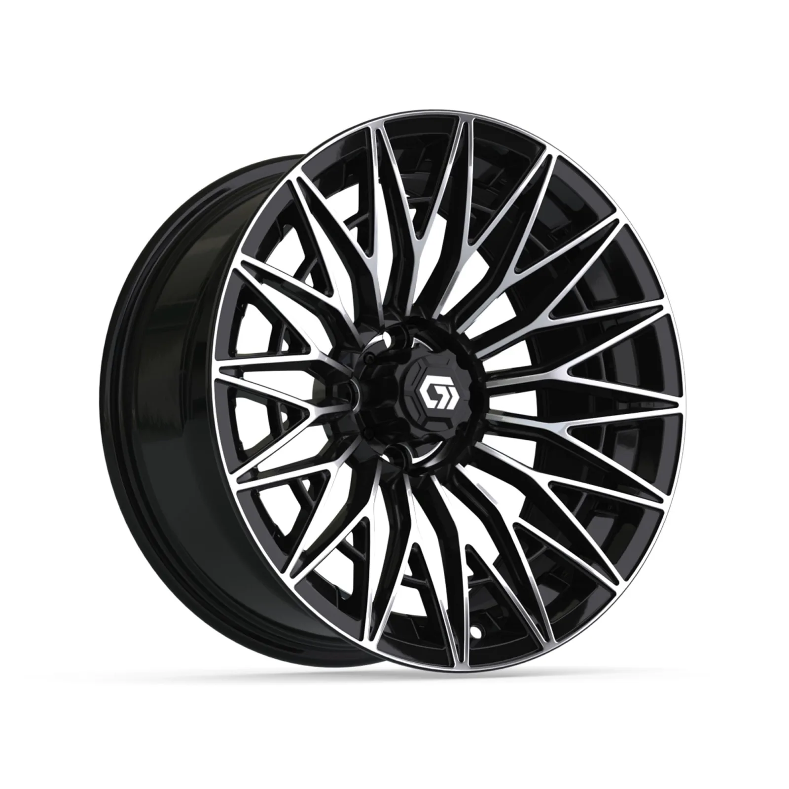 GTW Blur 16x7 Golf Cart Wheels, Machined/Black Set of 4