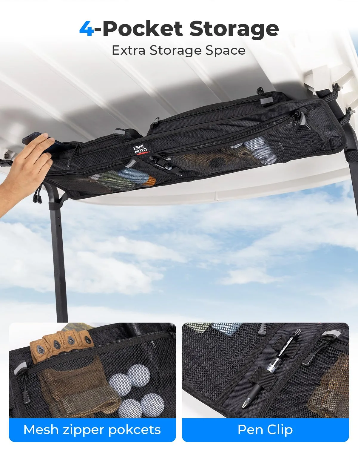 KEMIMOTO Overhead Storage Bag for Club Car Golf Carts image 3