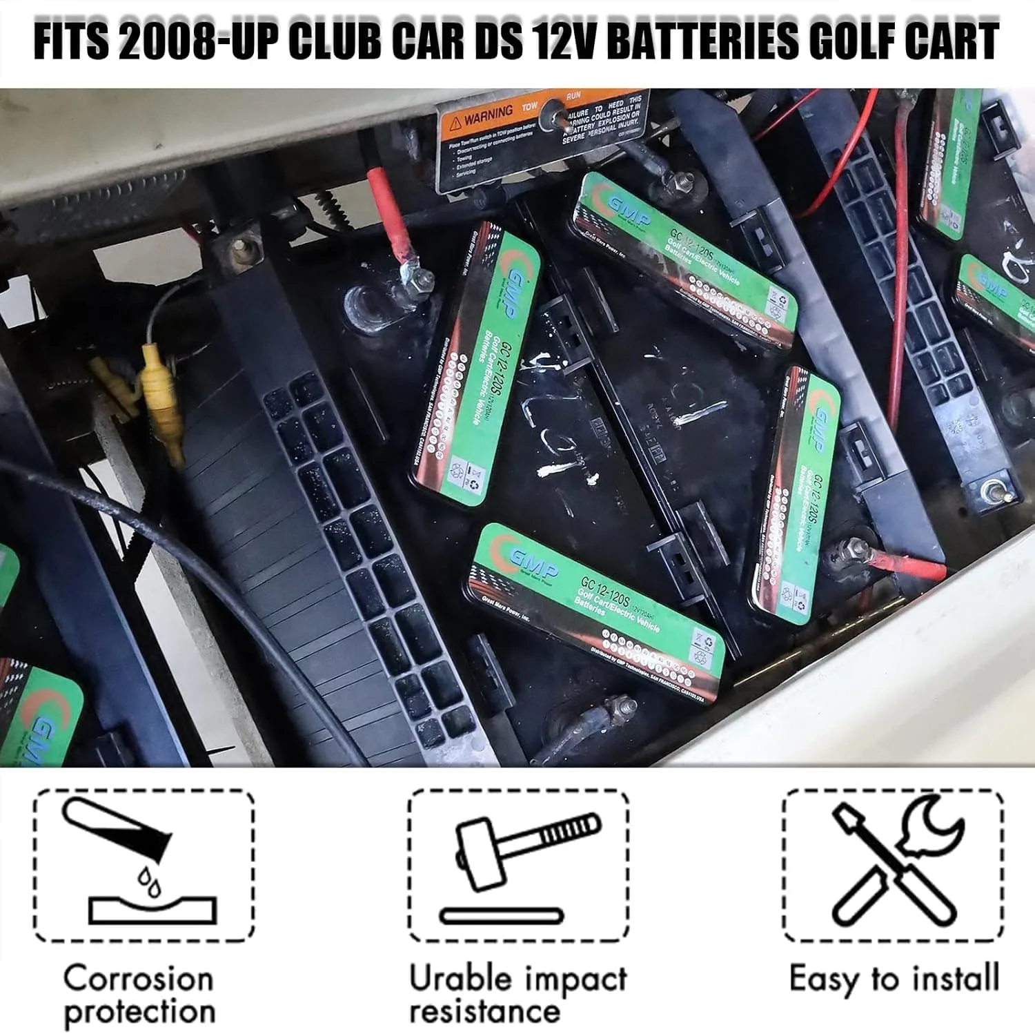 CartClan CT-0015 Battery Hold-Down Kit for Club Car DS image 2