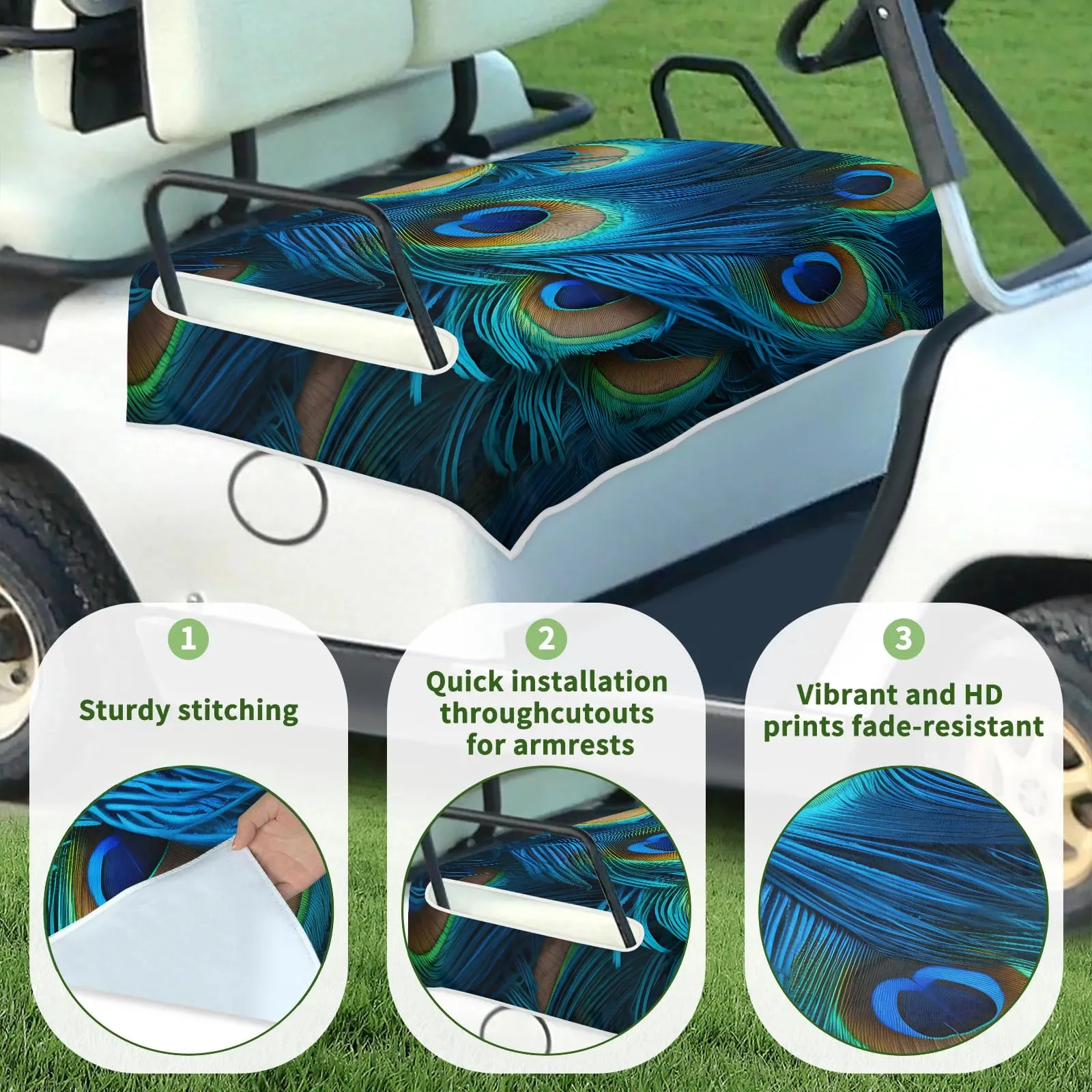 Tiveruda Golf Cart Seat Cover for Double Seats, 51 x 31 in image 3