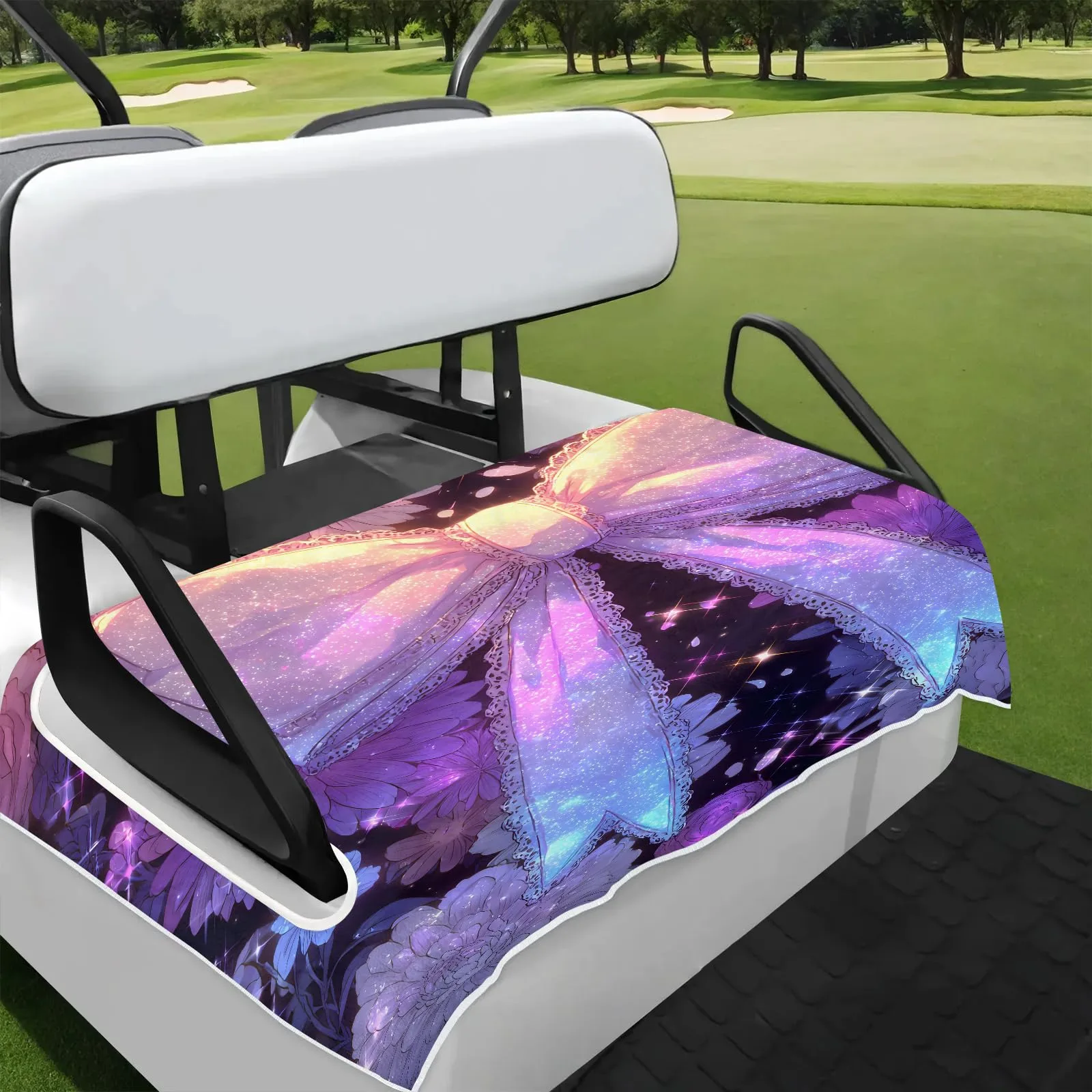 Tiveruda Purple Vivid Bow Universal Golf Cart Seat Cover 51" x 31"