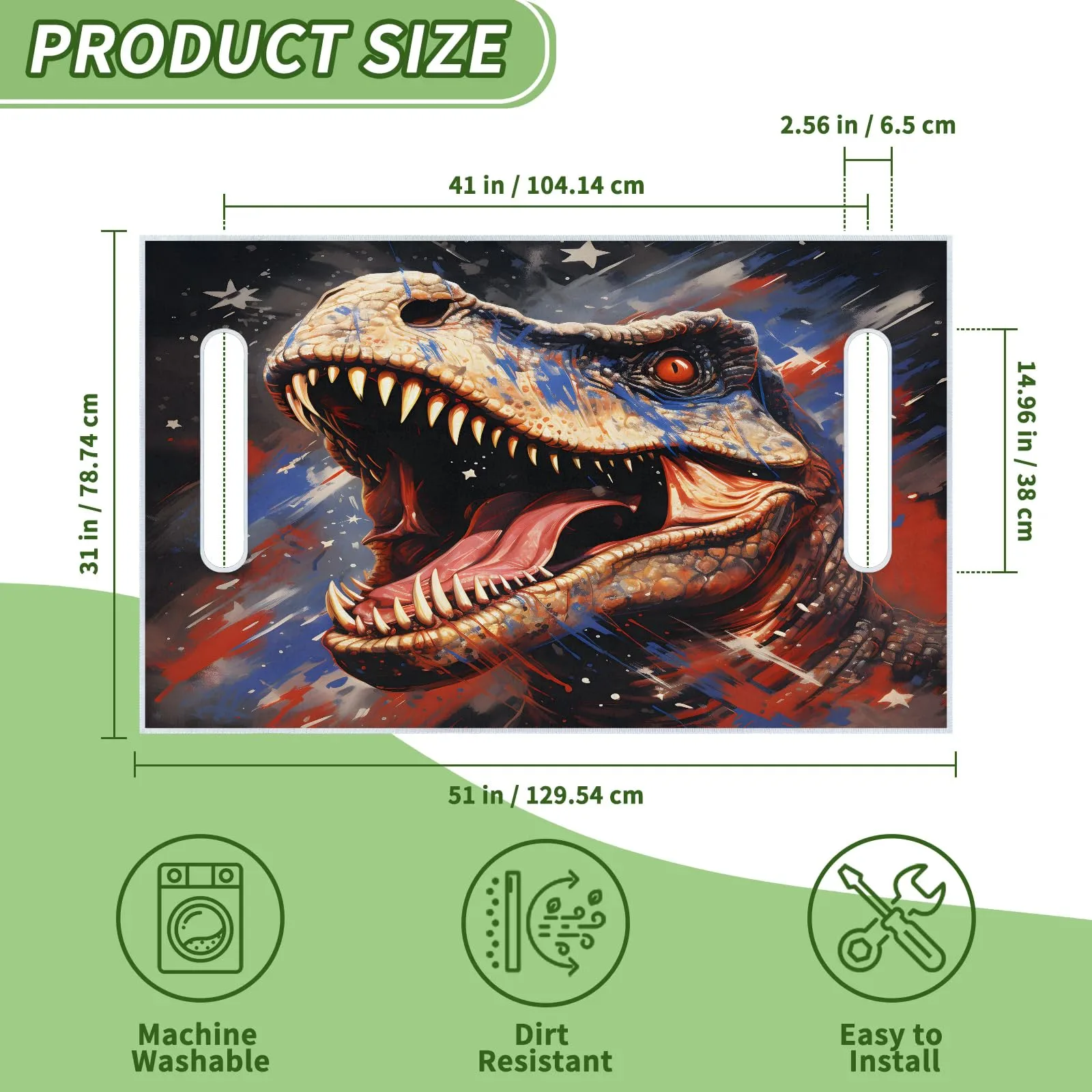 Tiveruda Dinosaur Golf Cart Seat Cover, 51 x 31 in image 2