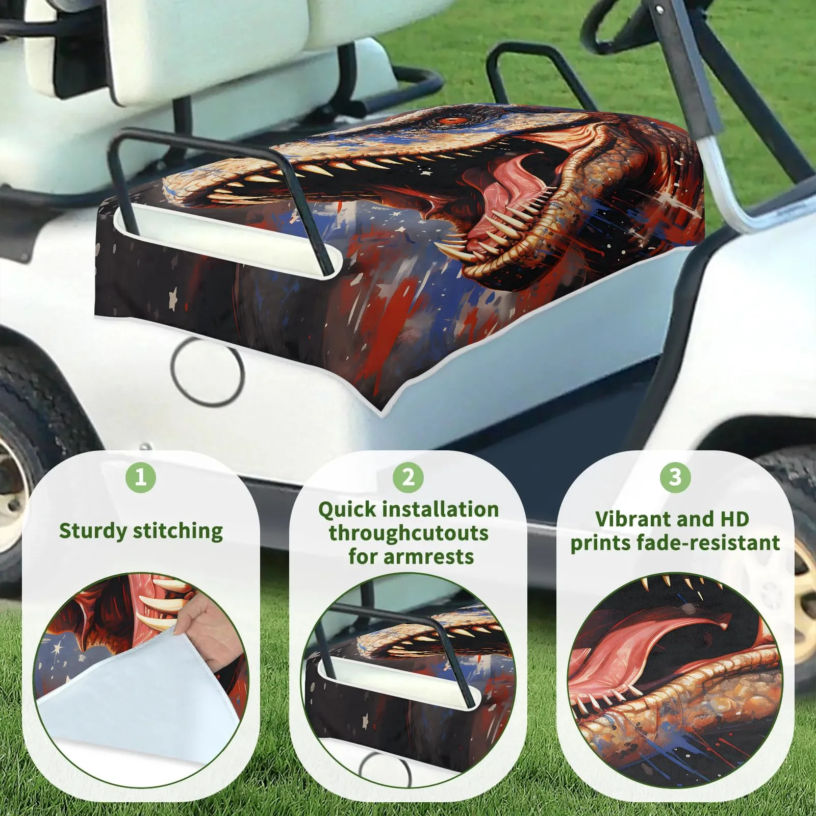Tiveruda Dinosaur Golf Cart Seat Cover, 51 x 31 in image 3