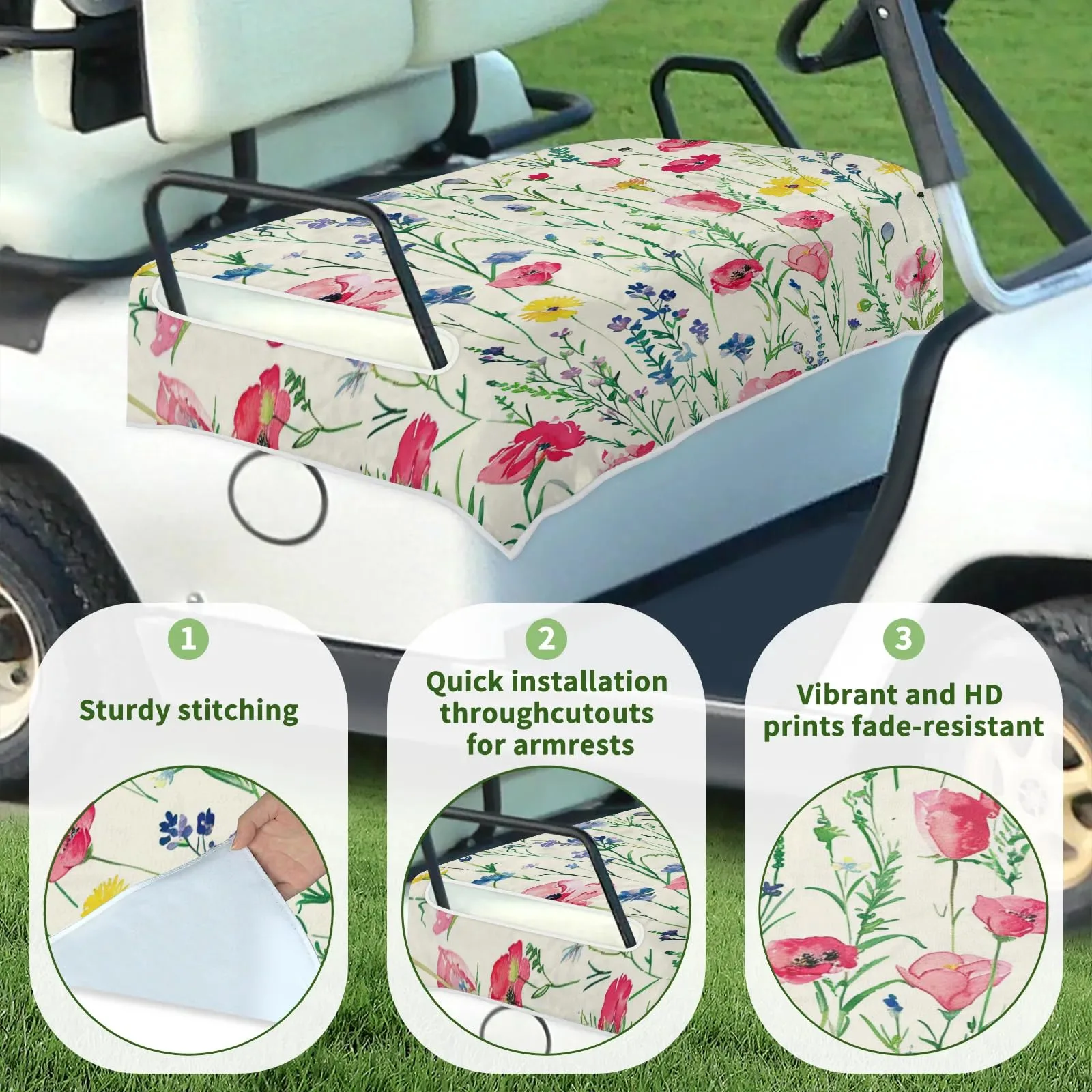 Tiveruda Wildflowers Golf Cart Seat Cover, 51 x 31 in image 3