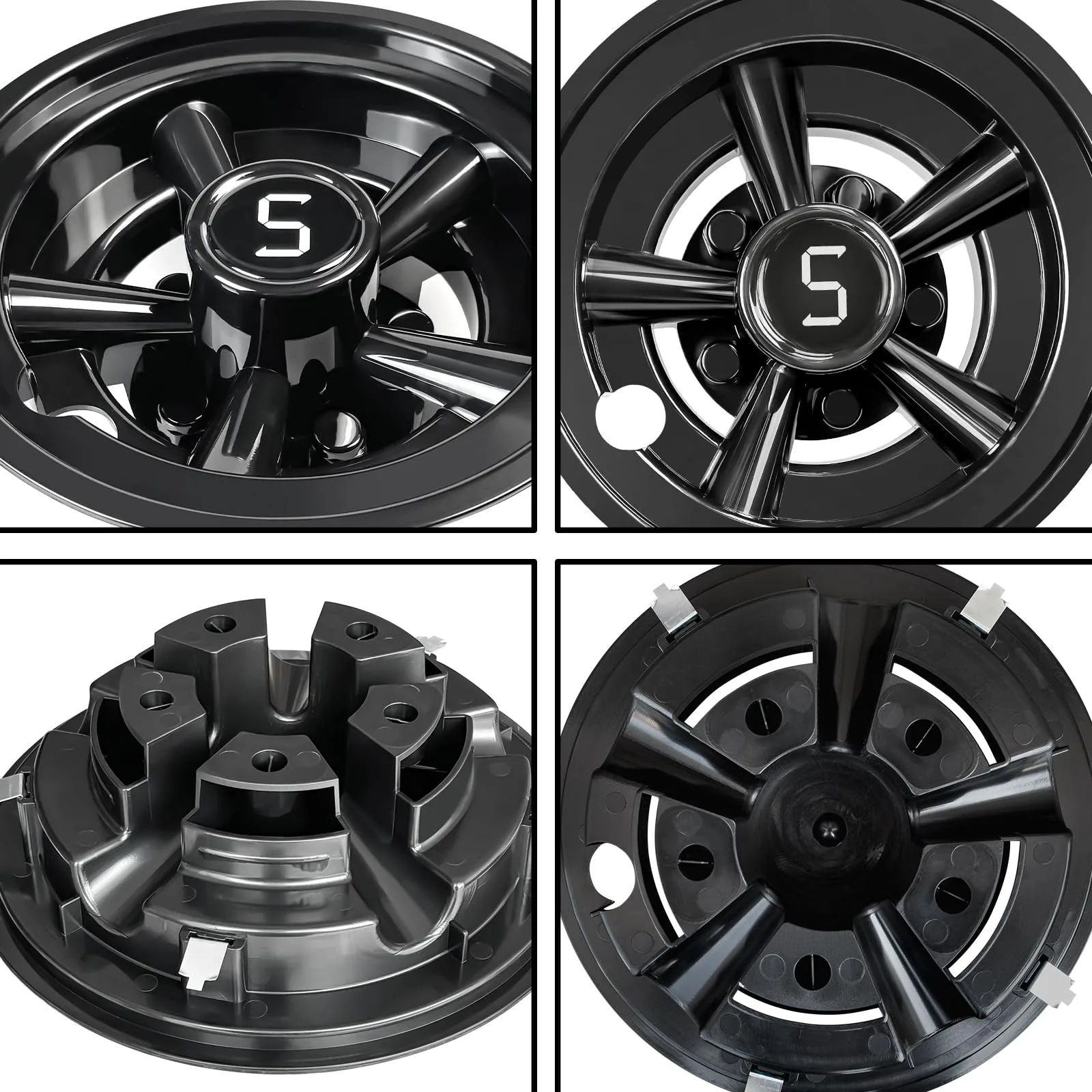 Shu-Ran 8-Inch Golf Cart Wheel Covers, Black Set of 4 image 3