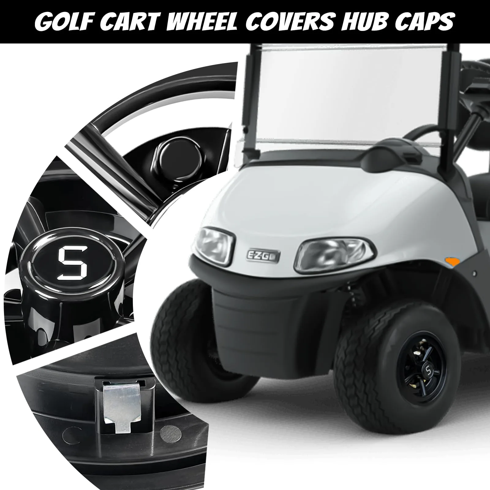 Shu-Ran 8-Inch Golf Cart Wheel Covers, Black Set of 4 image 4