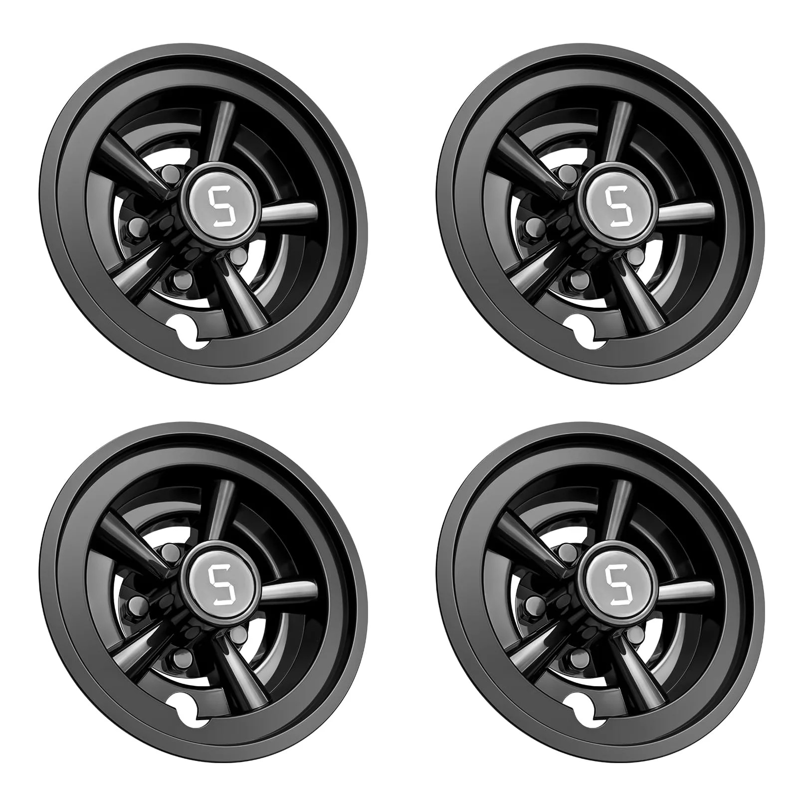 Shu-Ran 8-Inch Golf Cart Wheel Covers, Black Set of 4