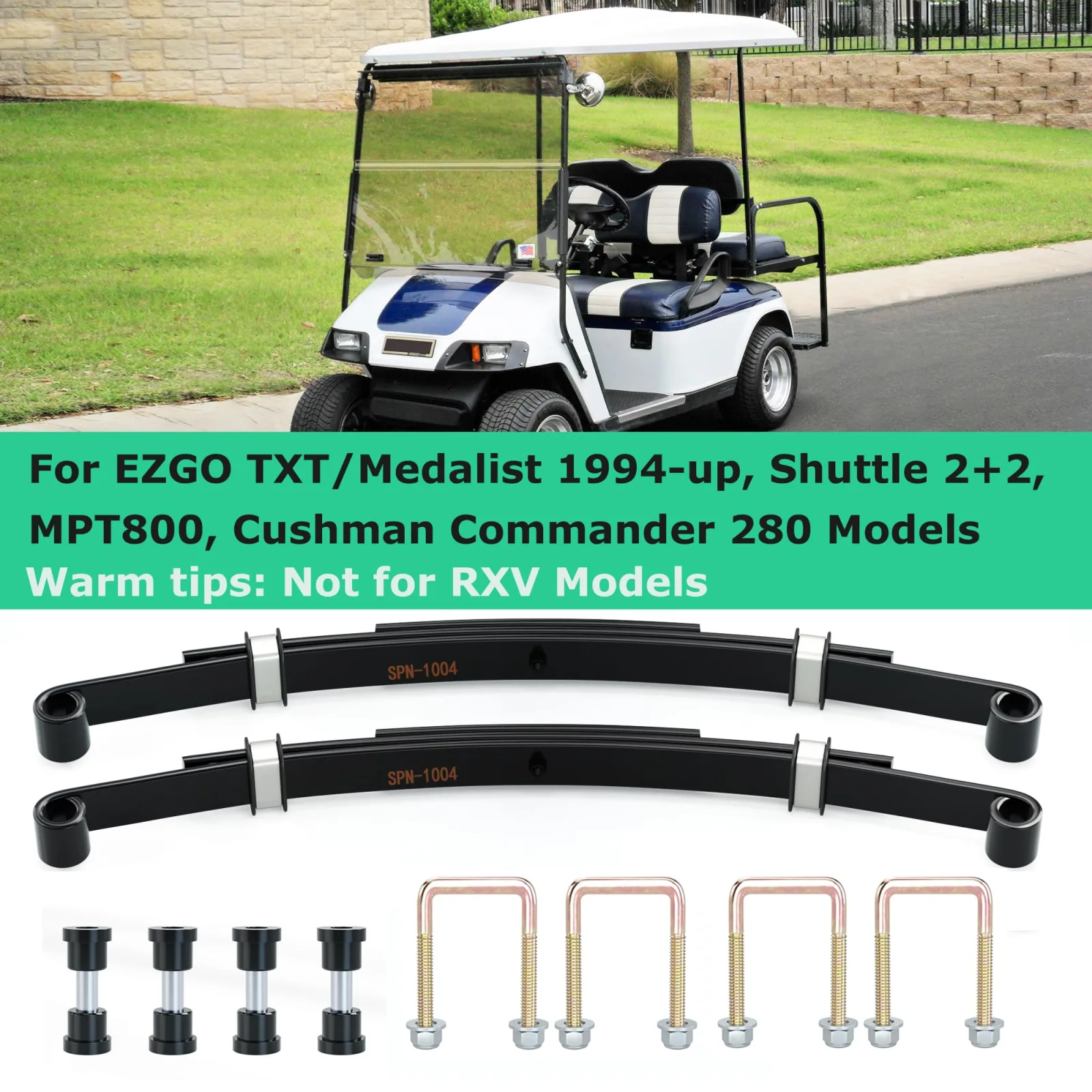 10L0L Rear 3-Leaf Spring Kit for E-Z-GO TXT image 3