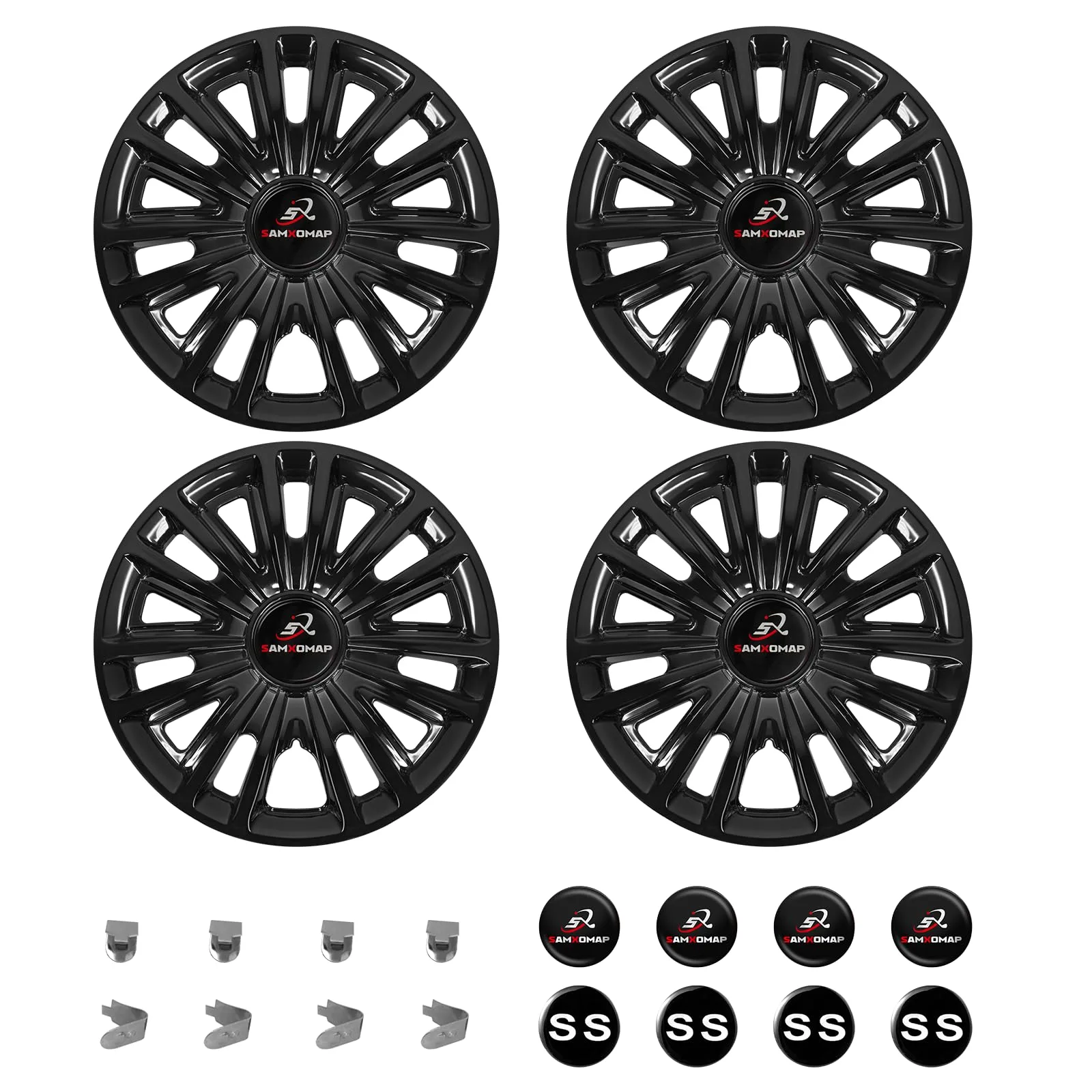 SAMXOMAP Black 8-Inch Golf Cart Hub Caps