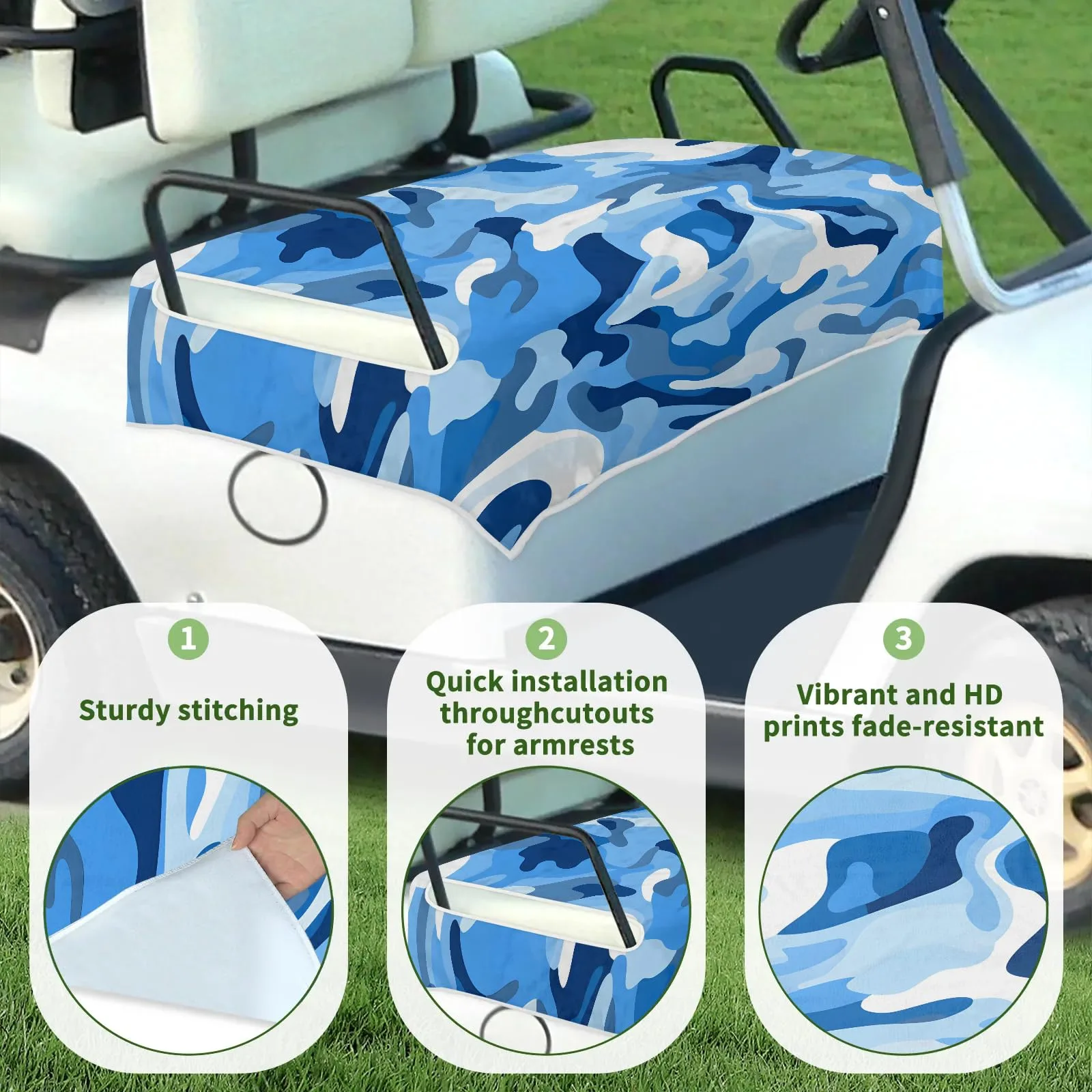 Tiveruda Golf Cart Seat Cover for Double Seats image 3