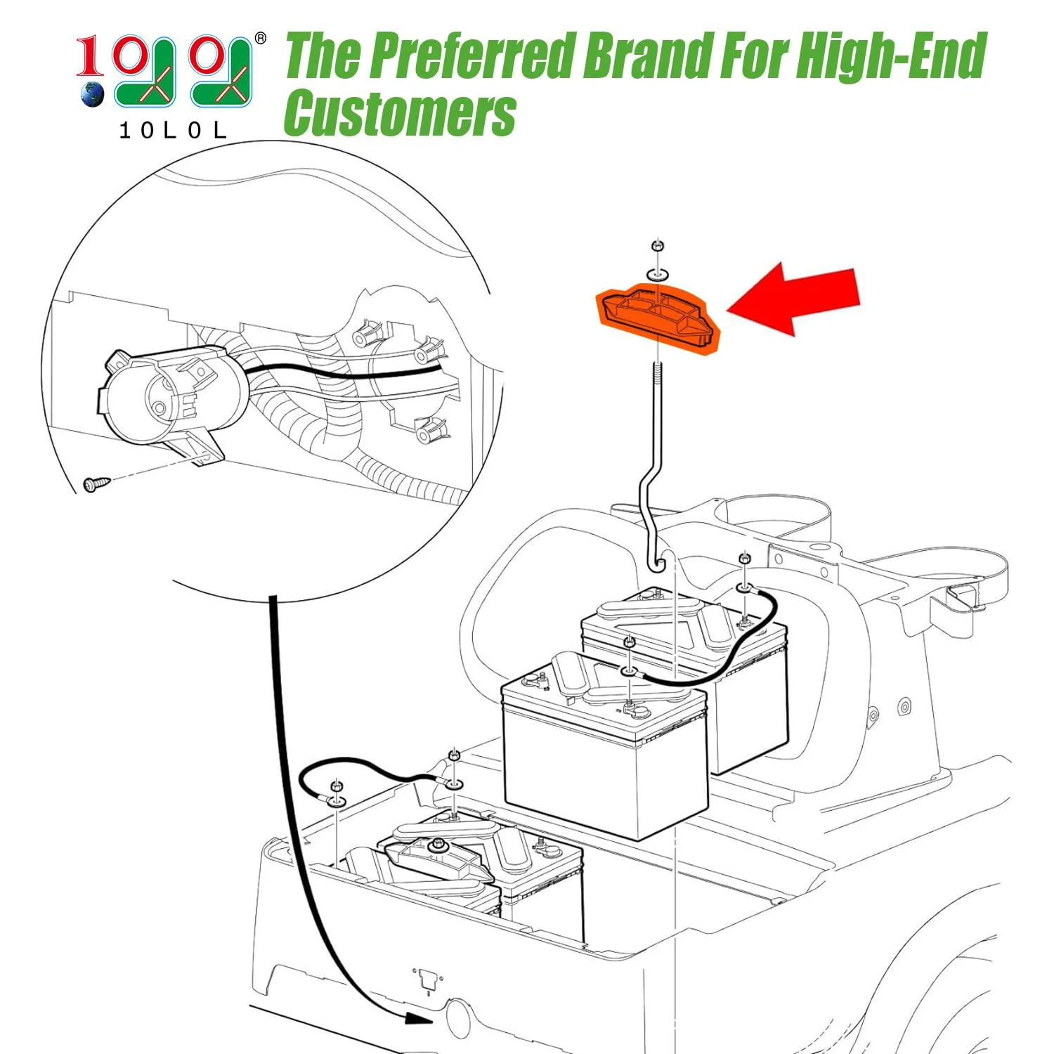10L0L Battery Hold-Down Plate Kit for Club Car Precedent image 2