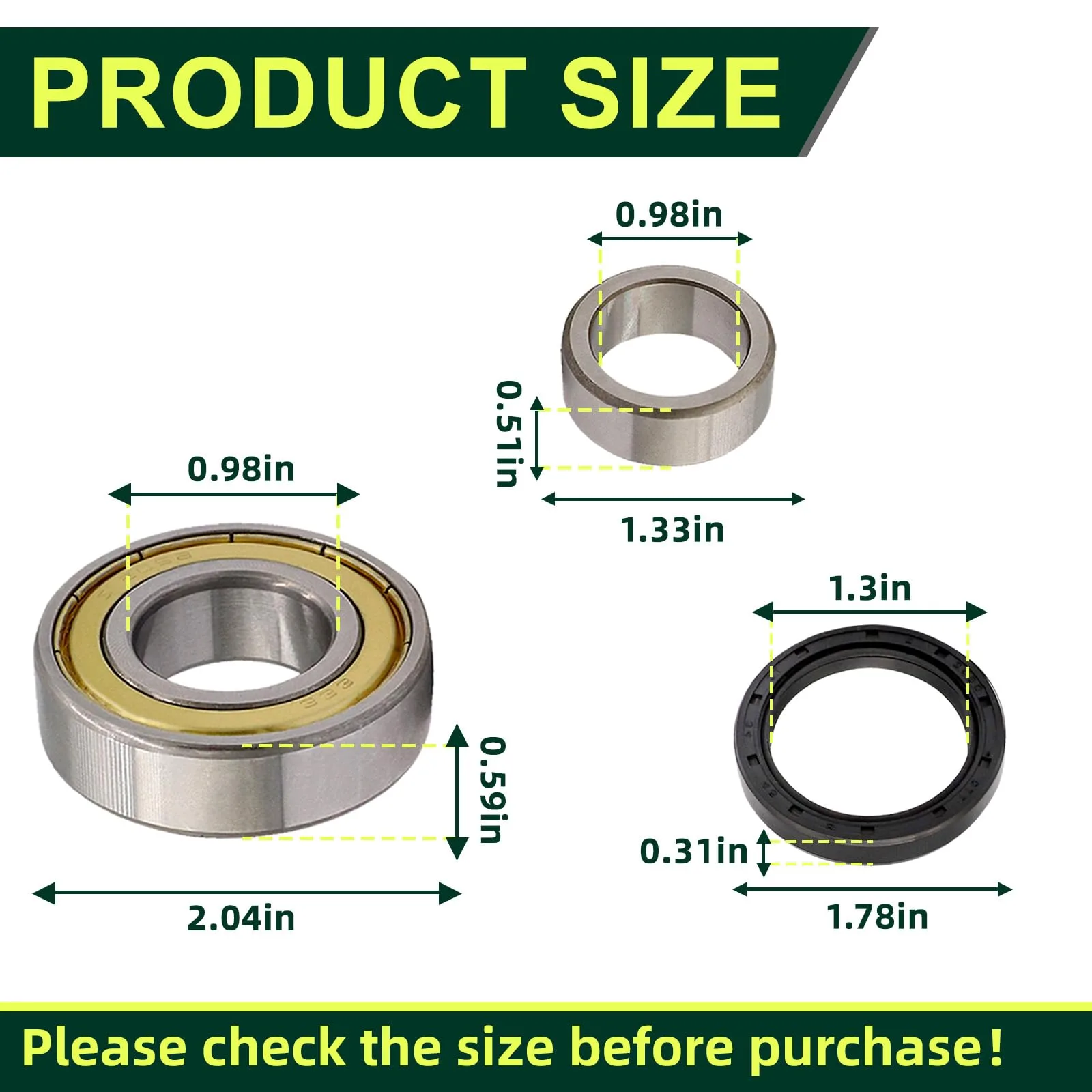 Panglong Rear Axle Bearing Kit for Club Car DS & Precedent image 4
