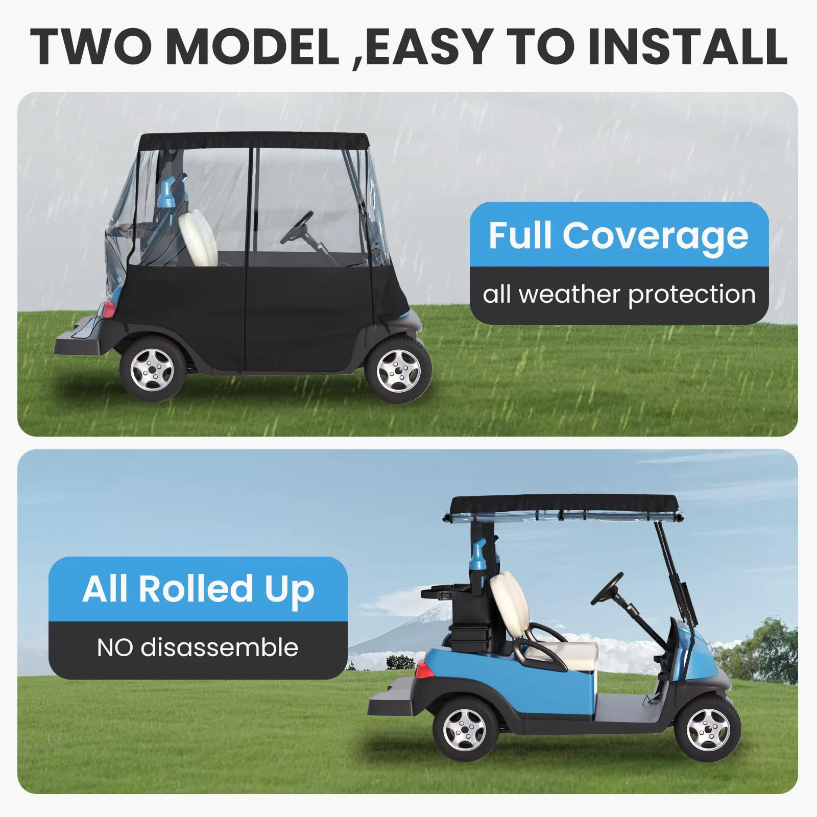BENVOL 2-Passenger Golf Cart Enclosure for 58-Inch Roofs image 4